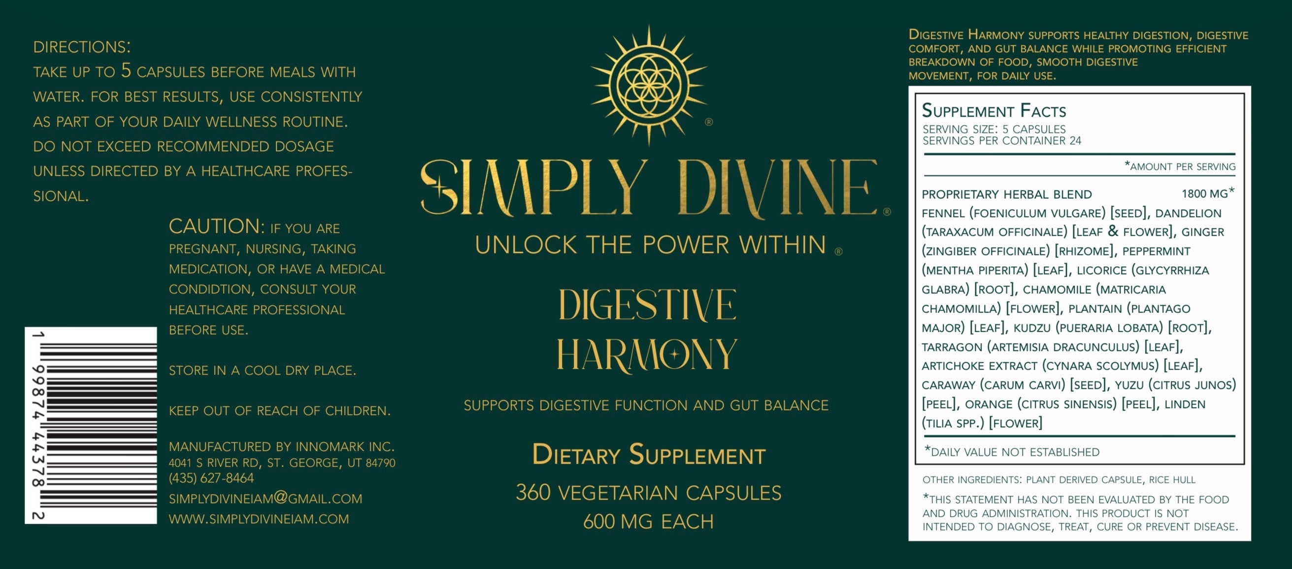 Digestive Support Anti-Bloat Herbal Supplement