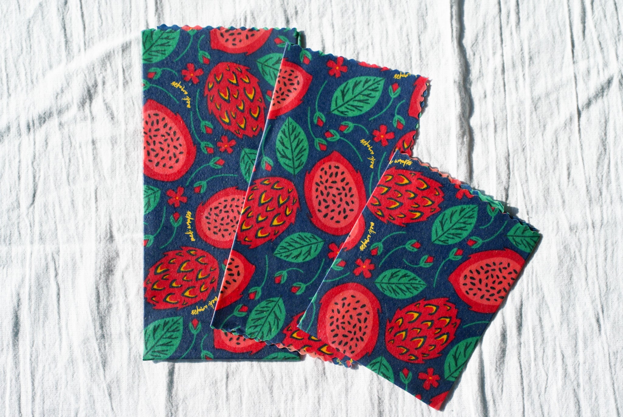 Eco-Friendly Beeswax Food Wrap - Dragonfruit Print