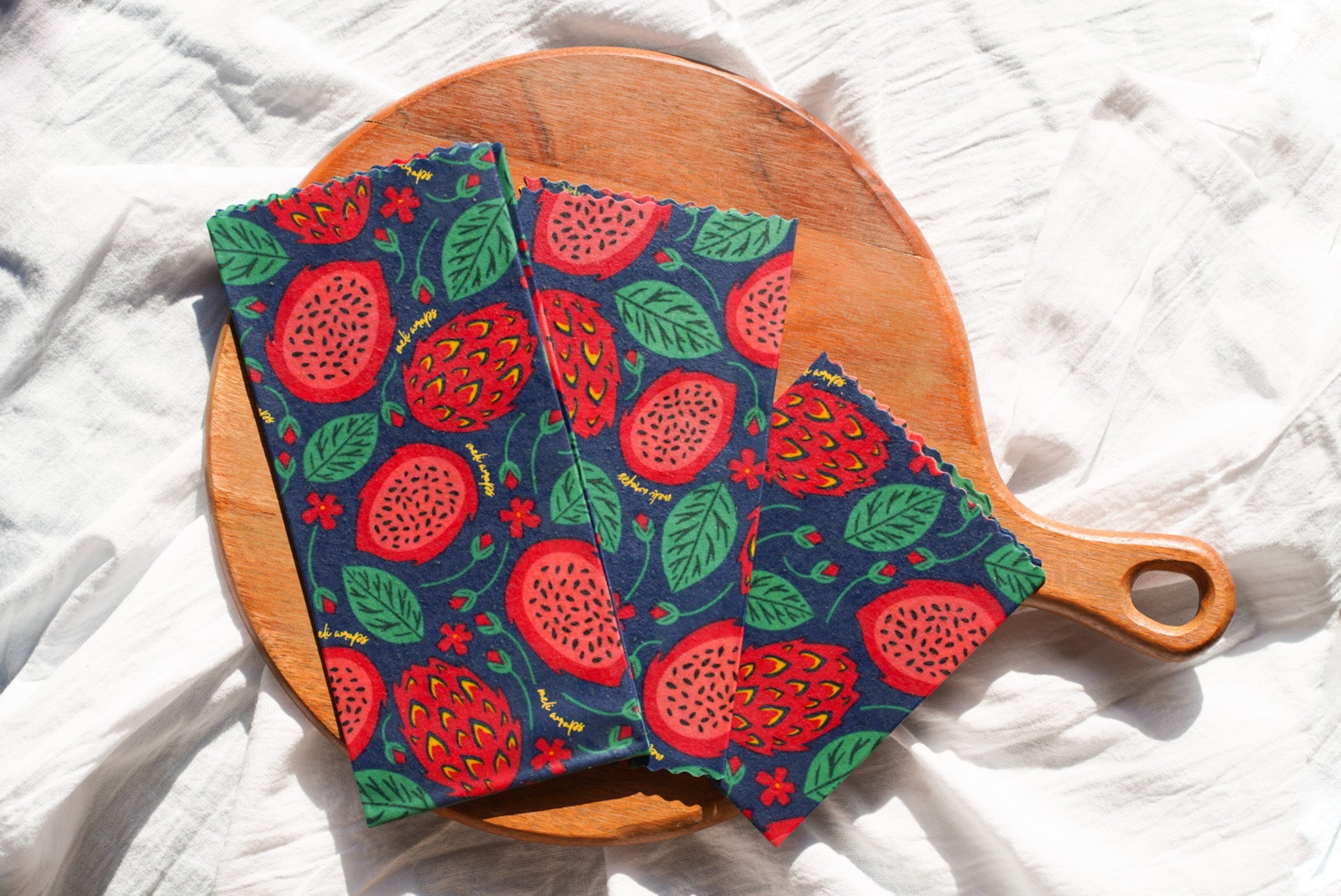 Eco-Friendly Beeswax Food Wrap - Dragonfruit Print