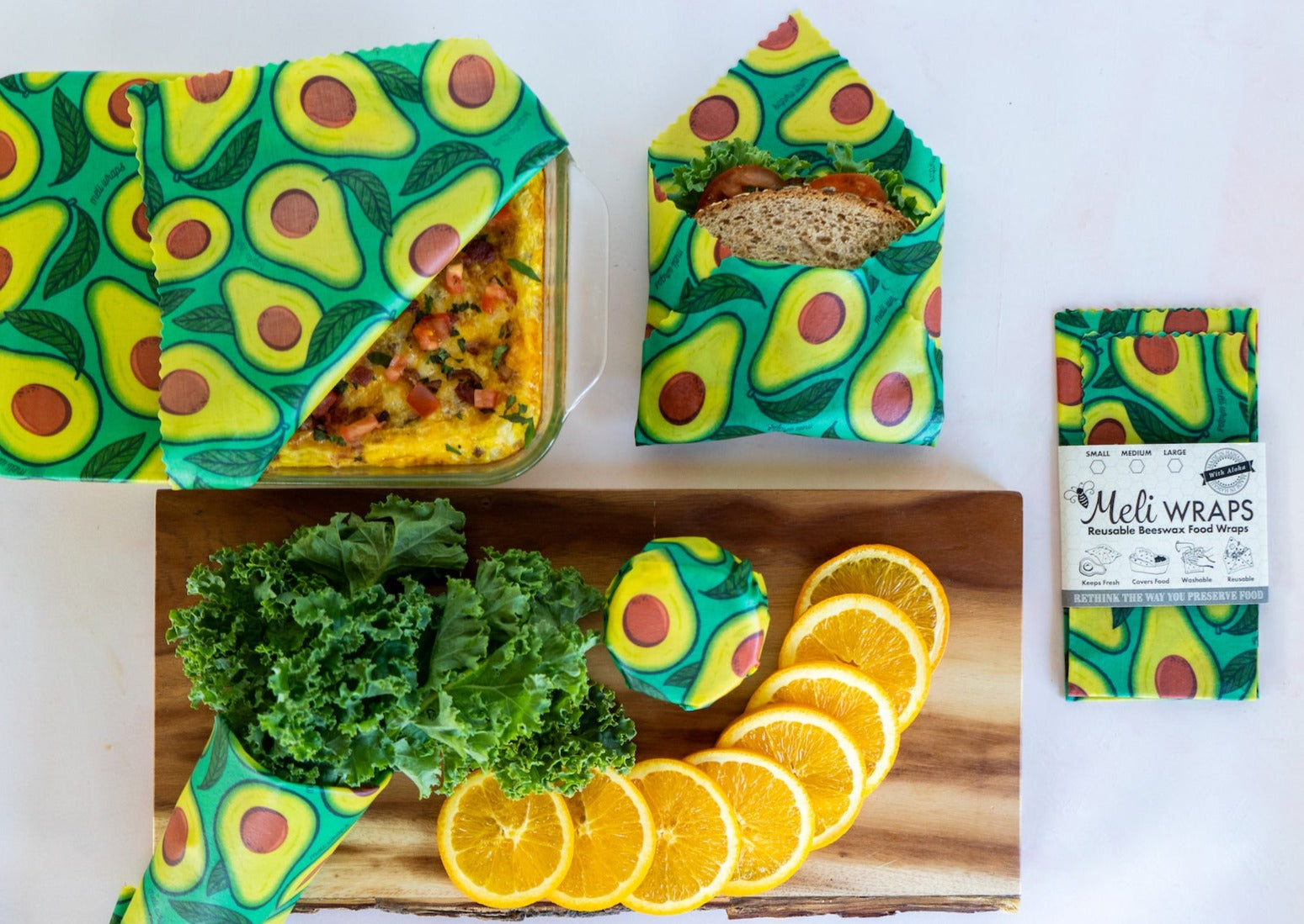 Eco-Friendly Beeswax Food Wrap - Avocado Print
