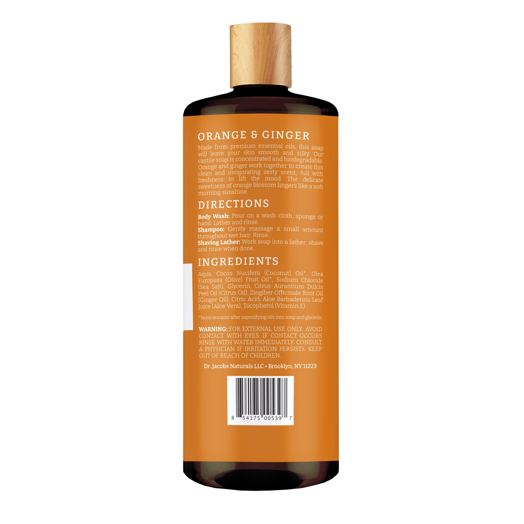 Citrus Castile Body Wash - Orange & Ginger - 32oz