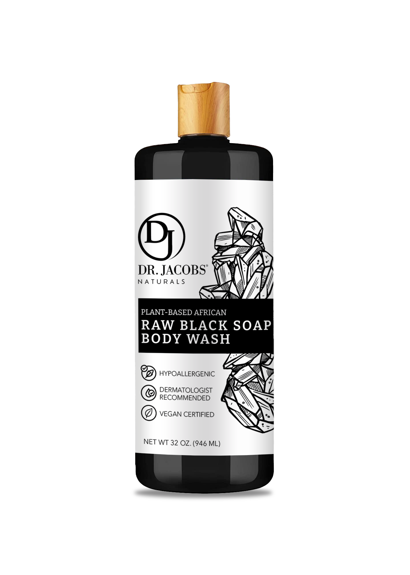 Detoxifying Raw Black Soap Body Wash - 32 oz.