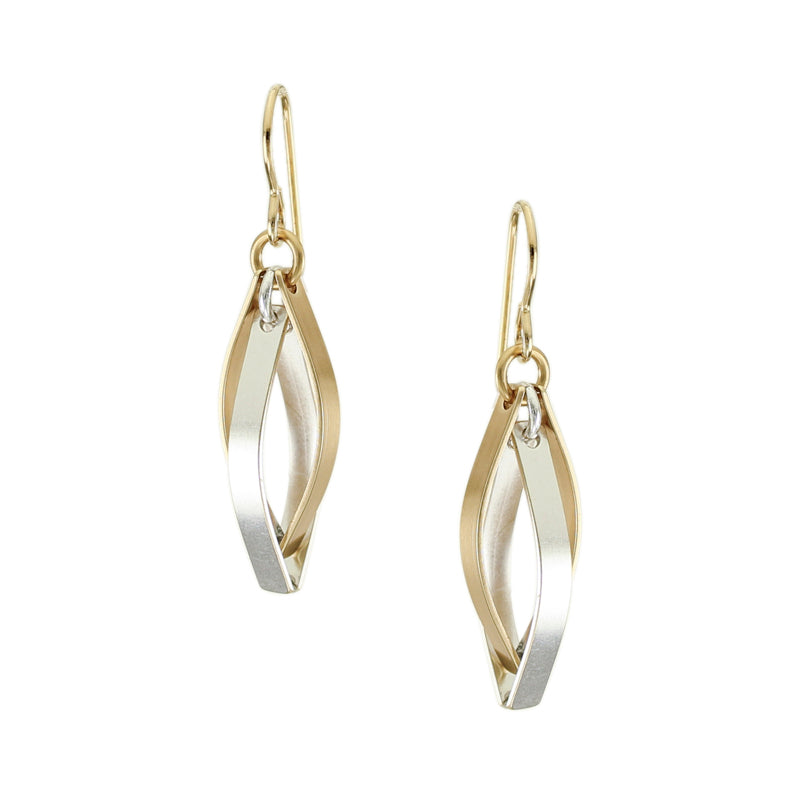Interlocking Pointed Ribbon Hoops Wire Earrings