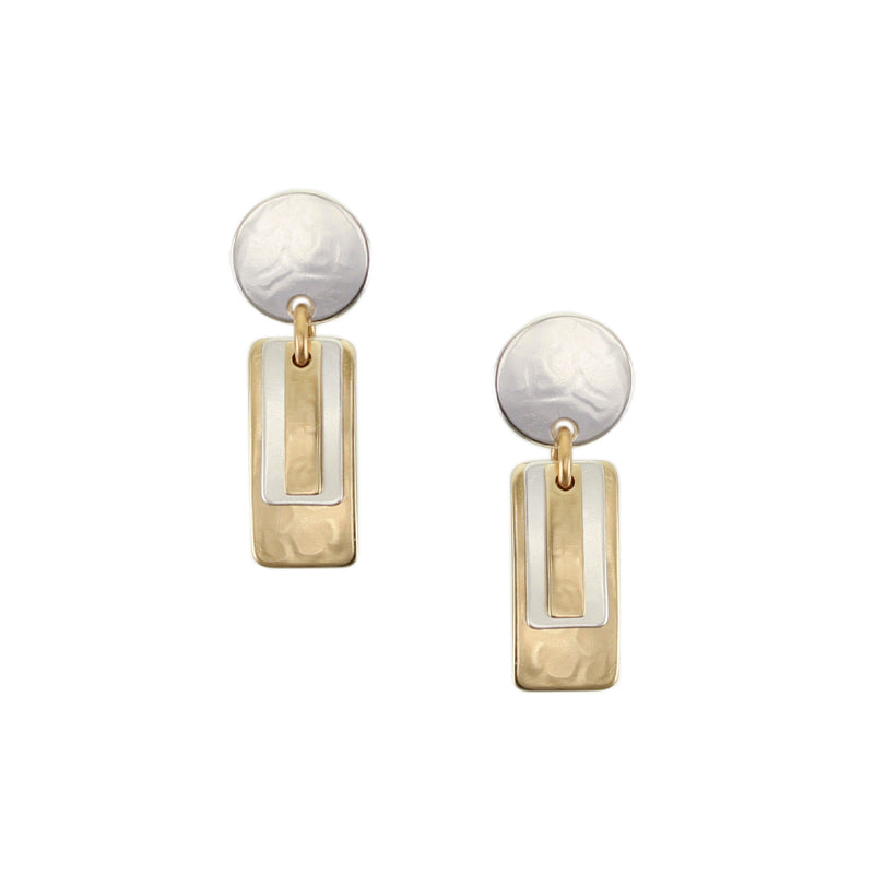 Small Disc with Layered Rectangles Post Earrings