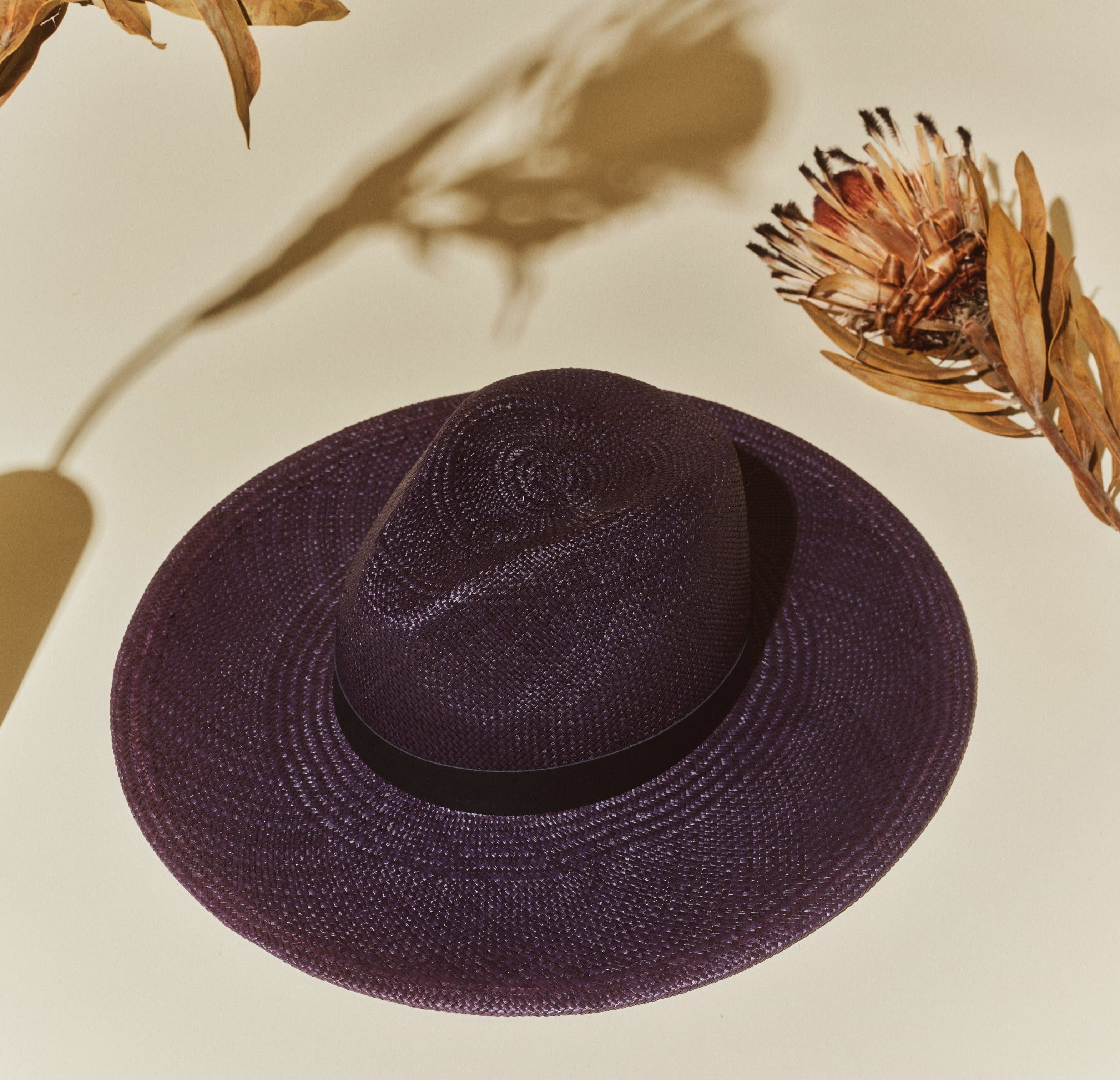Straw Classic Hat - Neon Navy w/ Nappa Leather Trim