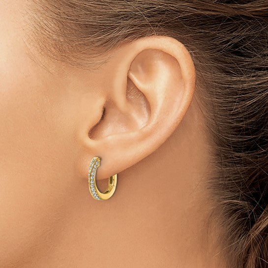 14K Gold & Diamond Huggie Hoops