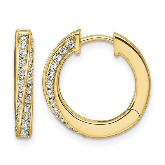 14K Gold & Diamond Huggie Hoops