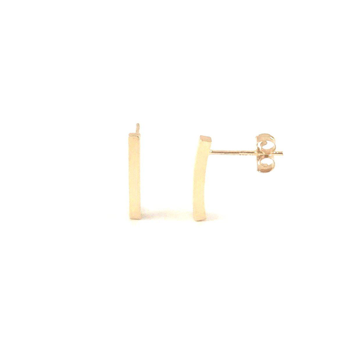 Post Bar Earrings 10K Gold Horizontal Vertical