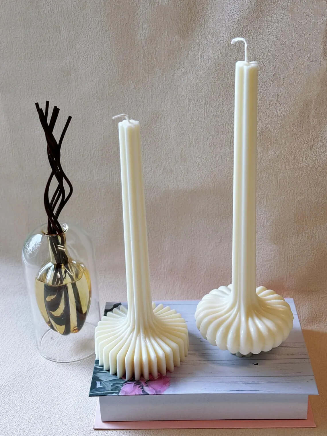 Sculptural Lantern Pillar Soy Wax Candle - 12 In