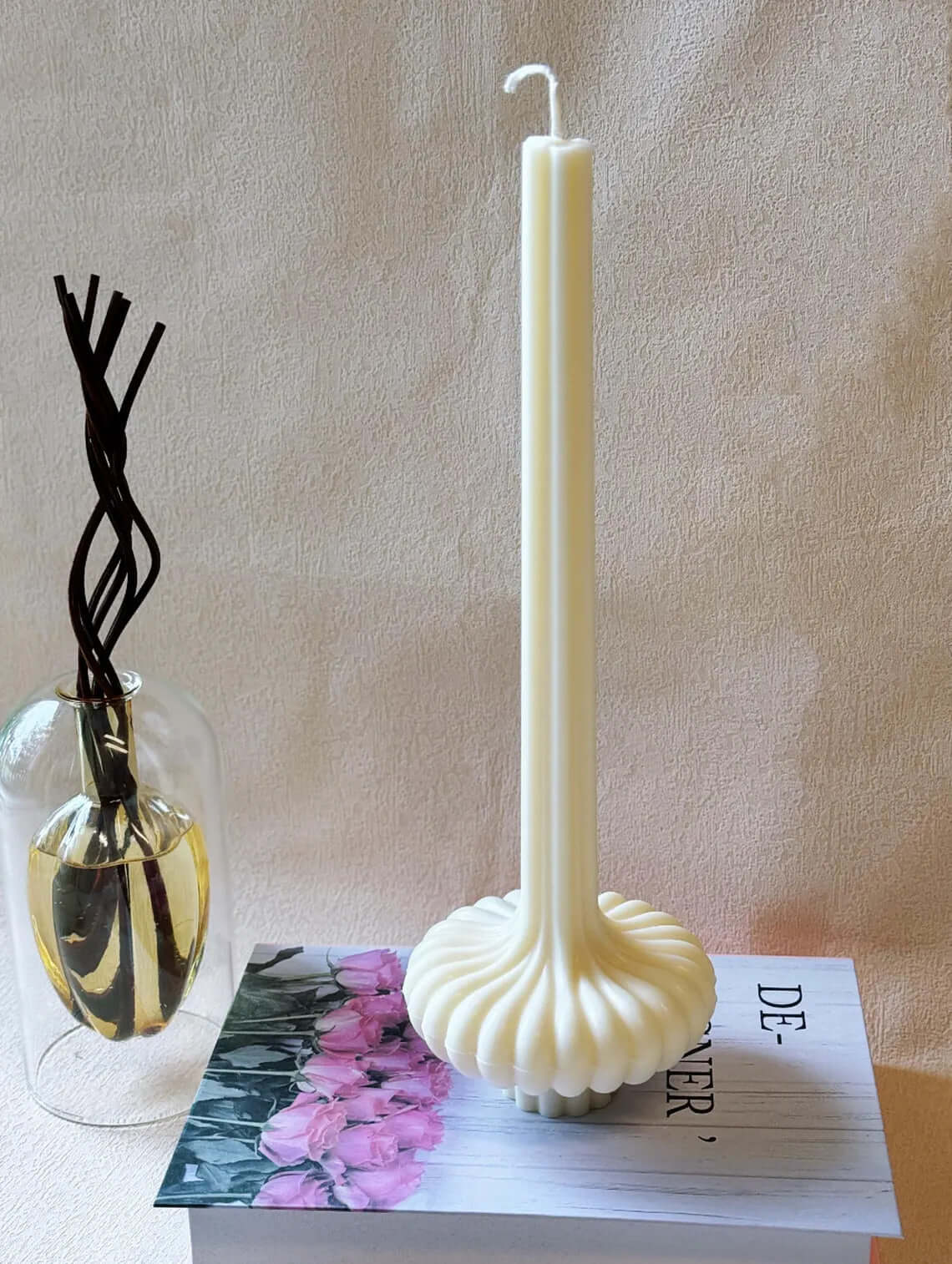 Sculptural Lantern Pillar Soy Wax Candle - 12 In