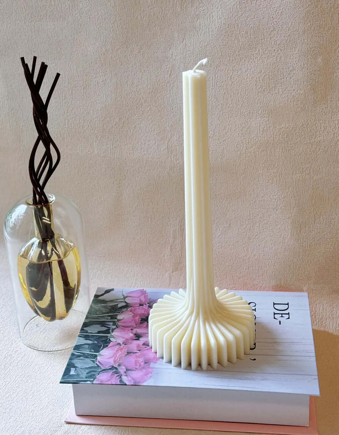 Sculptural Lantern Pillar Soy Wax Candle - 12 In