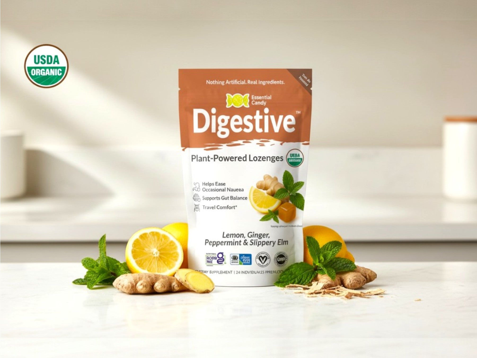 Digestive™ Nausea Relief & Travel Sickness Botanical Lozenges – 24 Count
