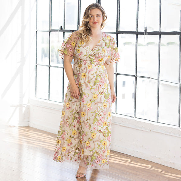 Plus Size Embroidered Elegance Evening Gown