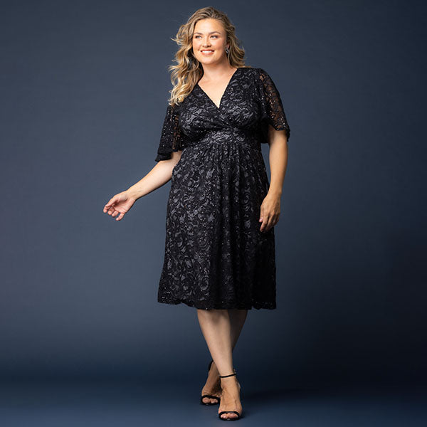Plus Size Starry Sequined Lace Cocktail Dress