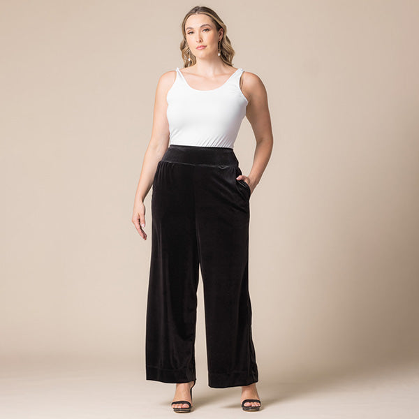 Plus Size Velvet Luxe Wide Leg Pants
