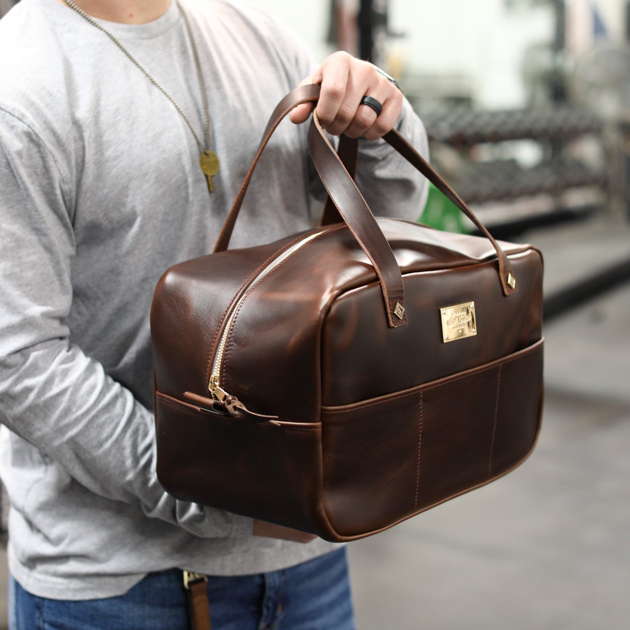 Leather Mini Duffel Crash Bag