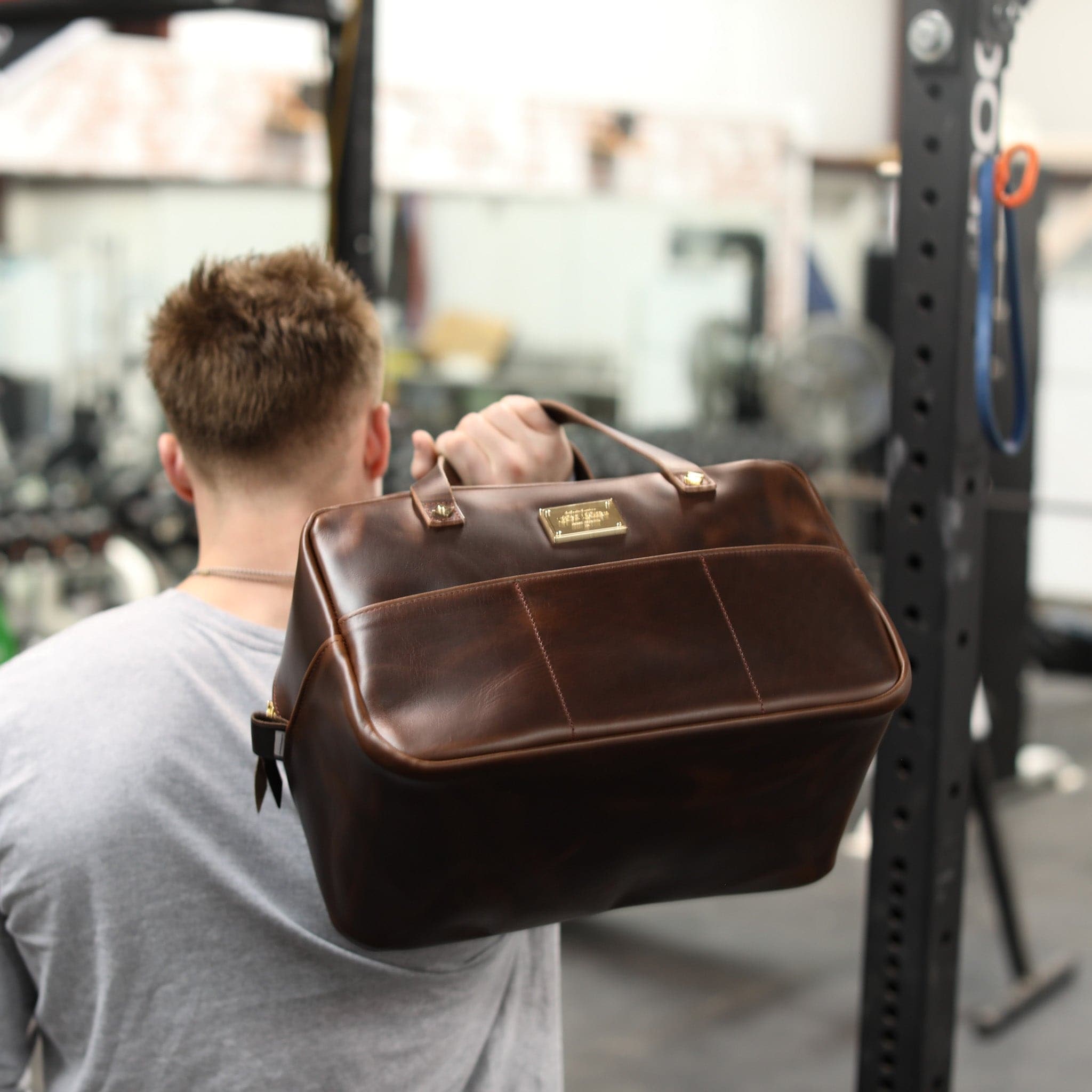 Leather Mini Duffel Crash Bag