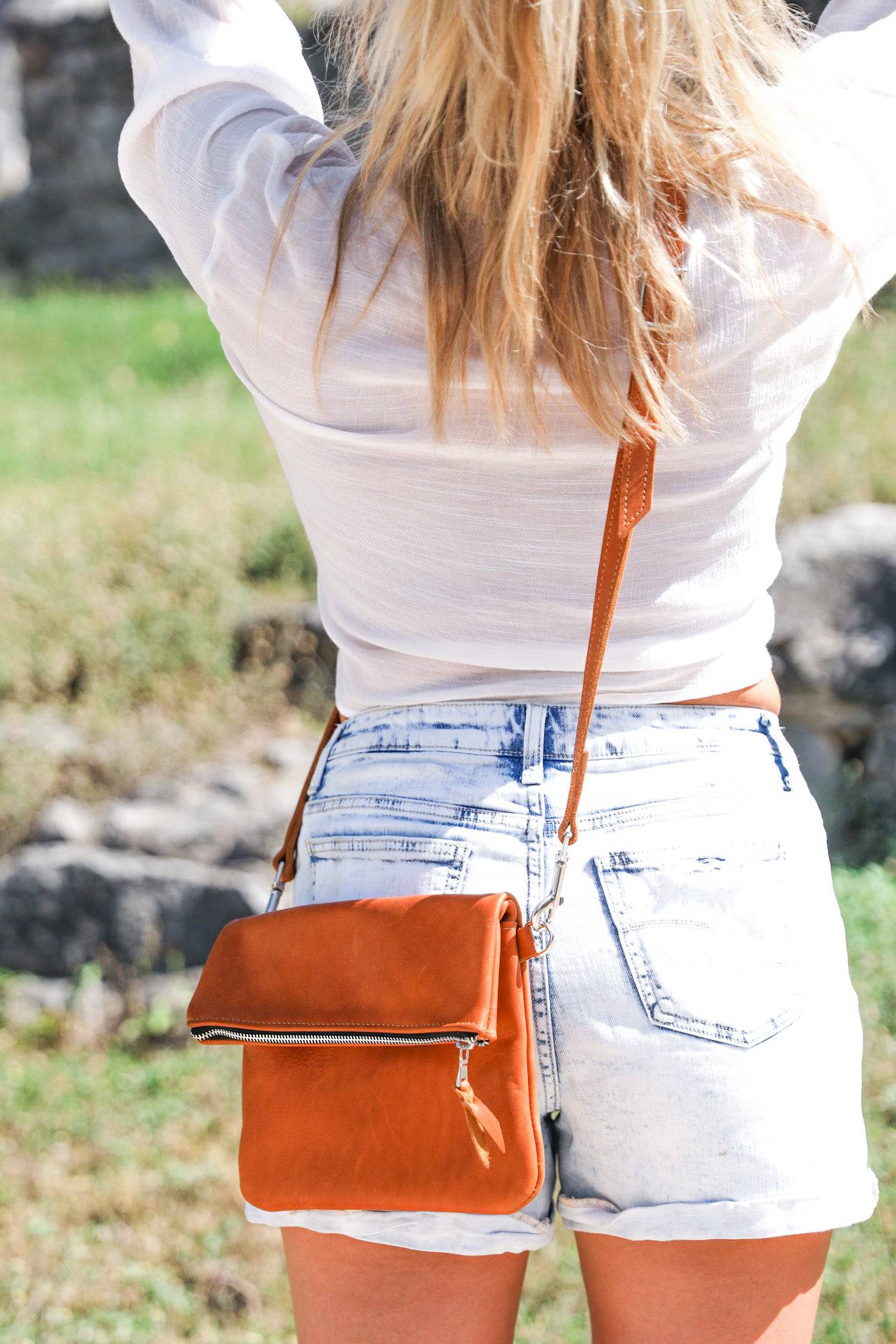 Leather Foldover Crossbody Clutch