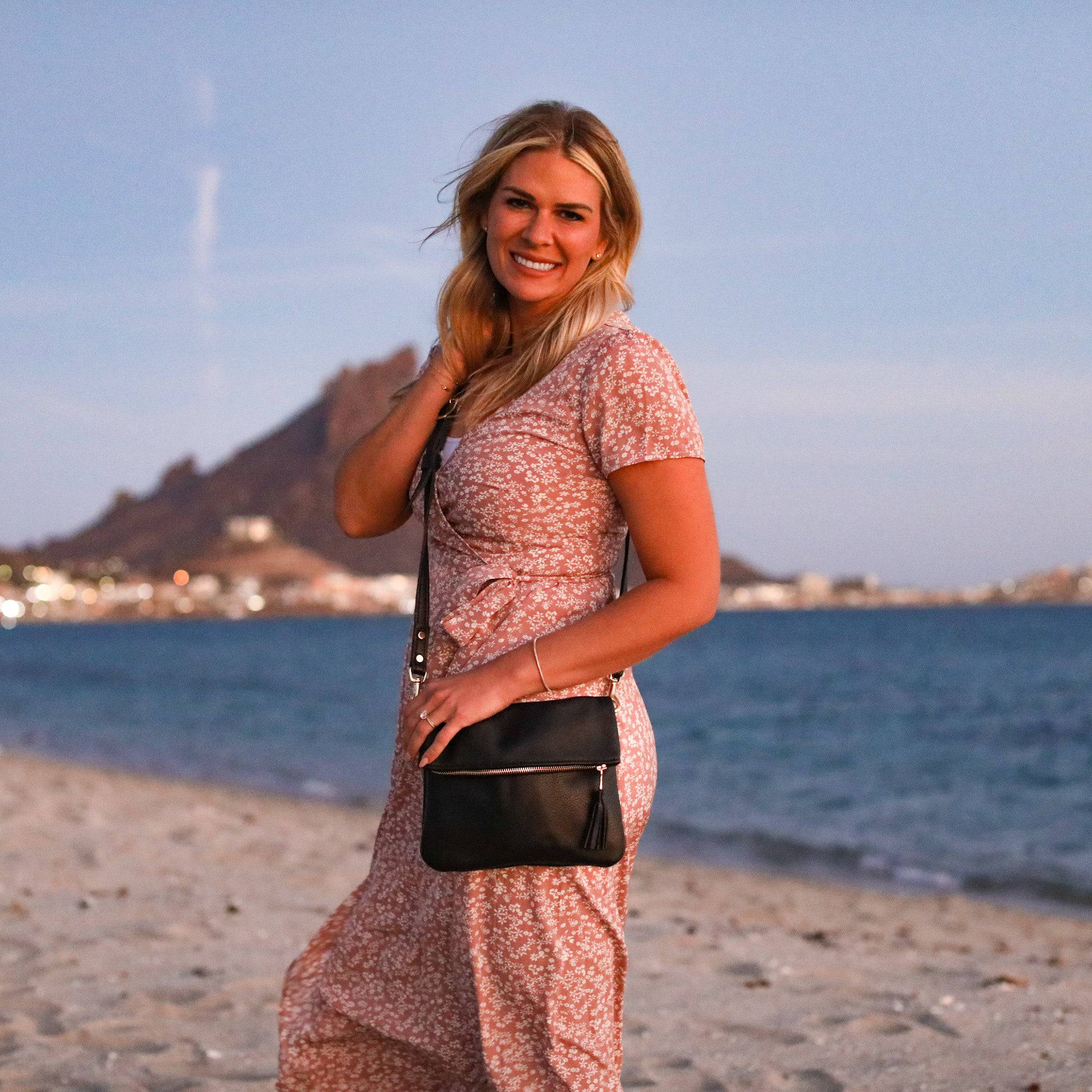 Leather Foldover Crossbody Clutch