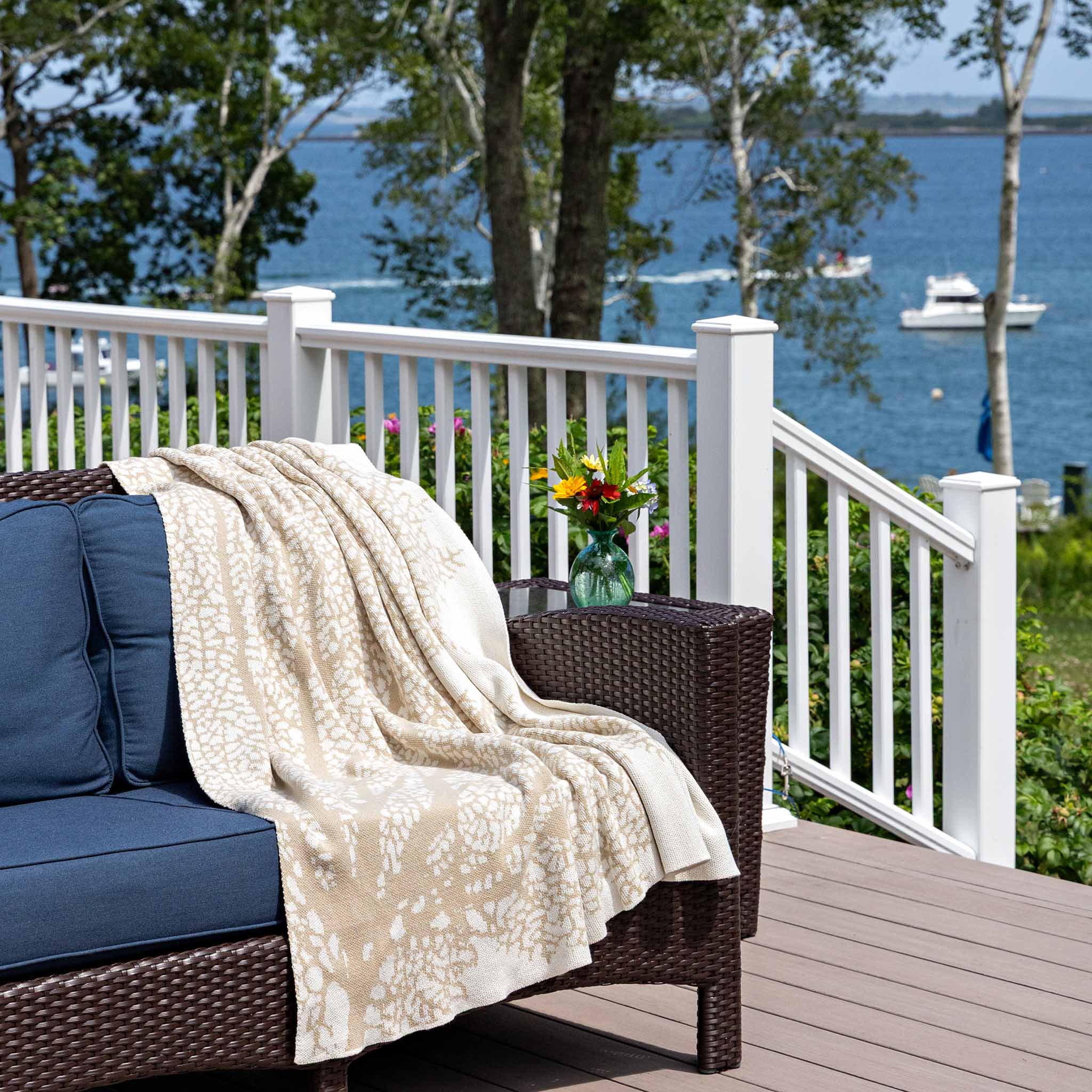 Cotton Sustainable Knit Throw Blanket - Coastal Fan Coral