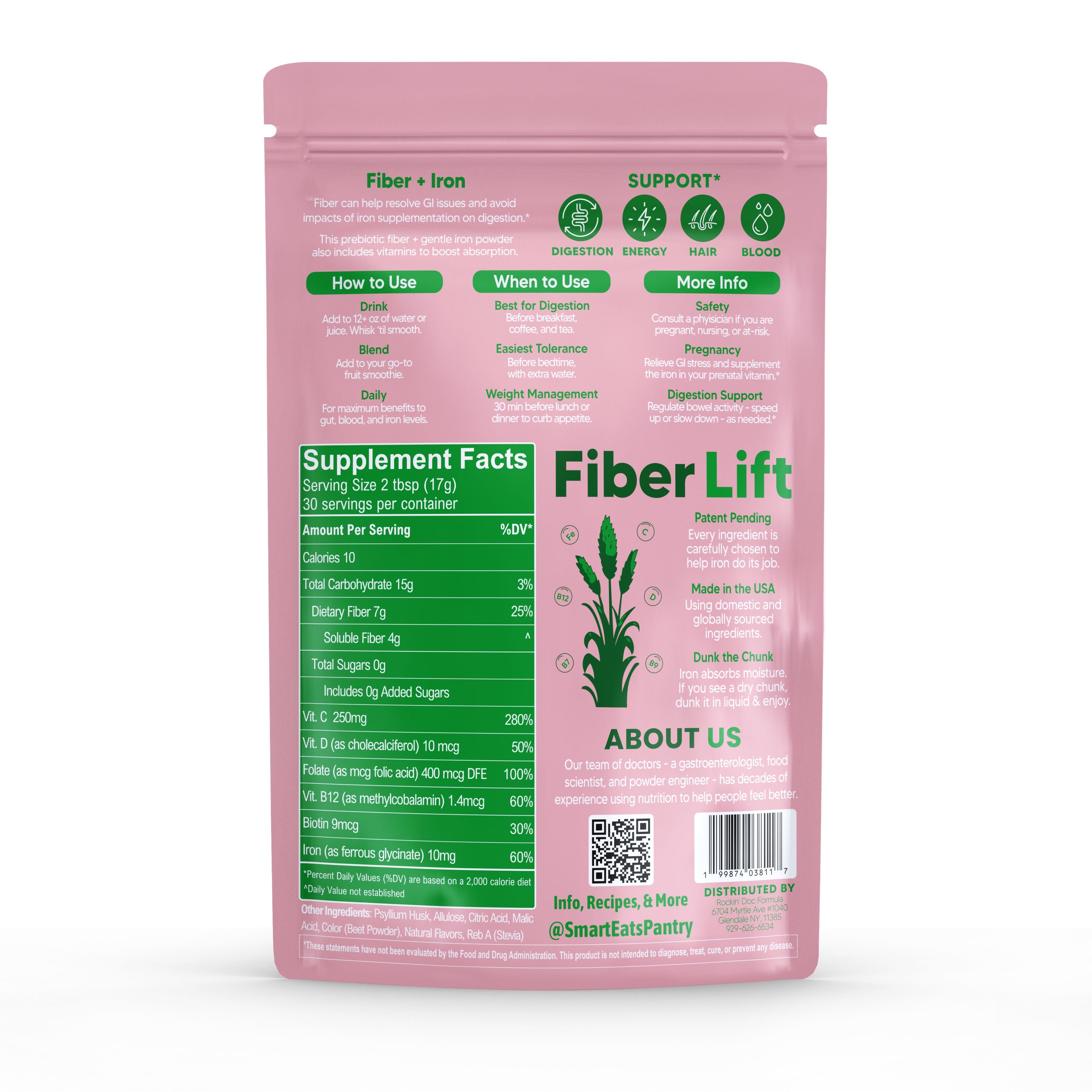 Iron Prebiotic Fiber Powder - Fruit Punch Sugar Free