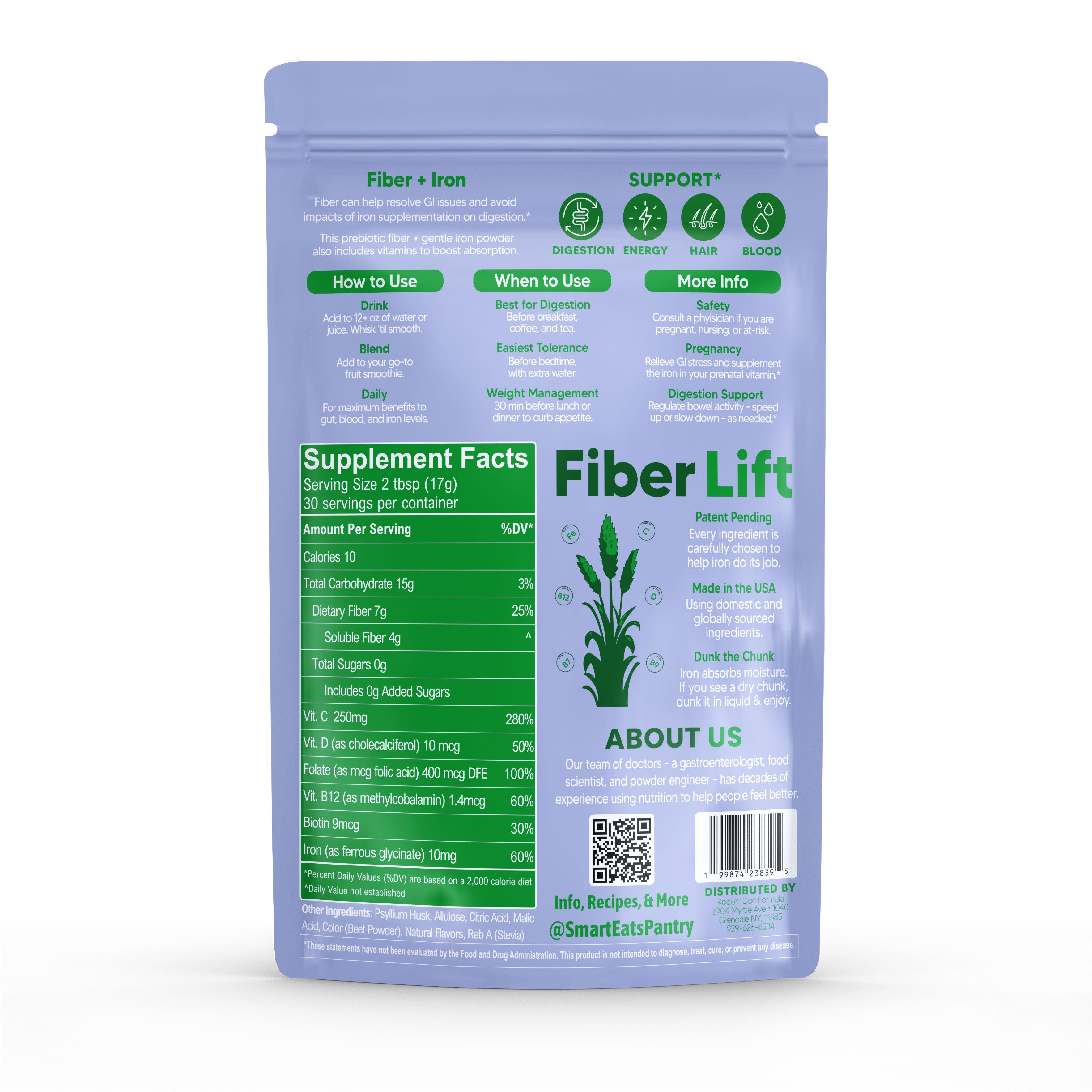 Iron Prebiotic Fiber Powder - Mixed Berry Sugar Free