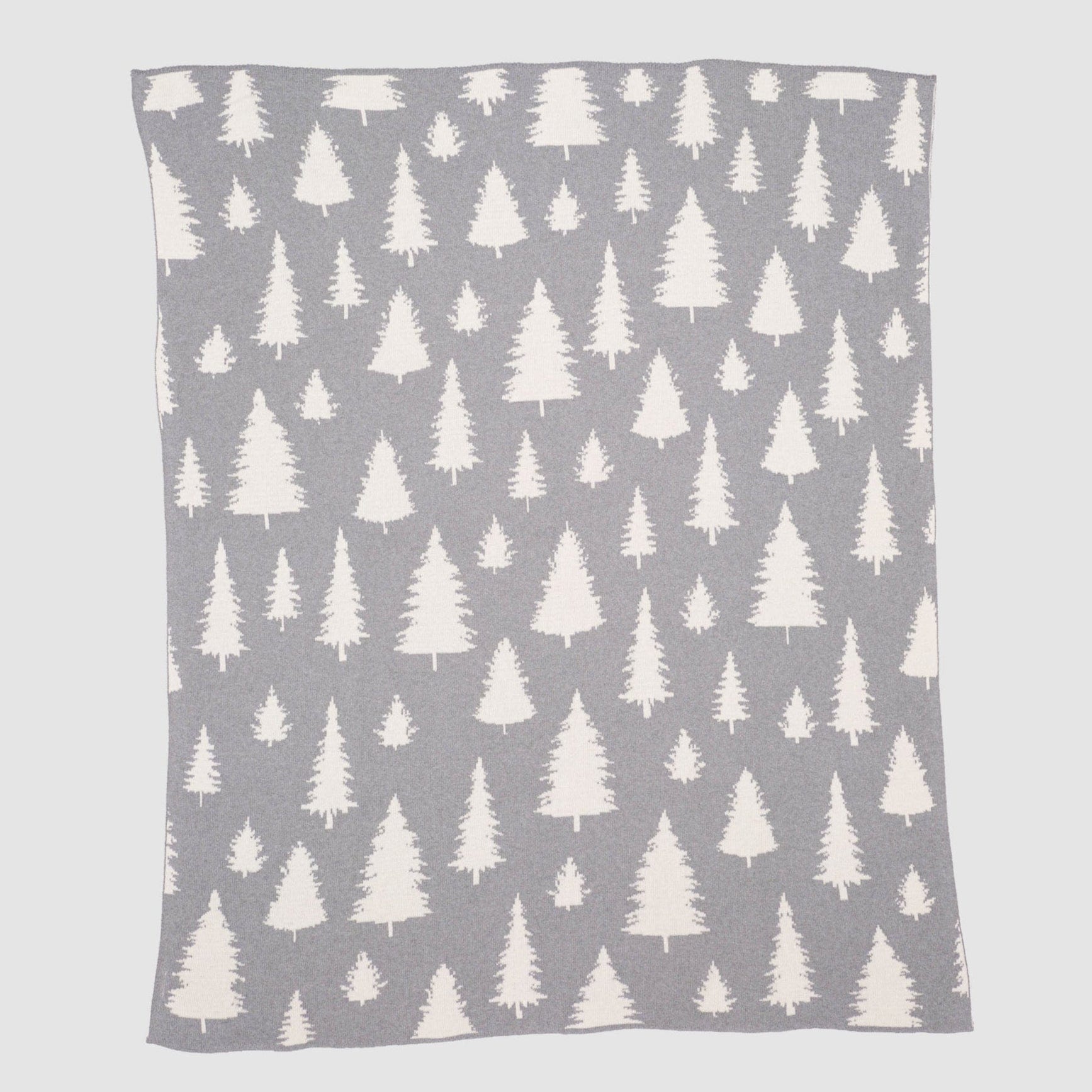 Reversible Sustainable Knit Throw Blanket | Winter Holiday Gift - Fir Trees