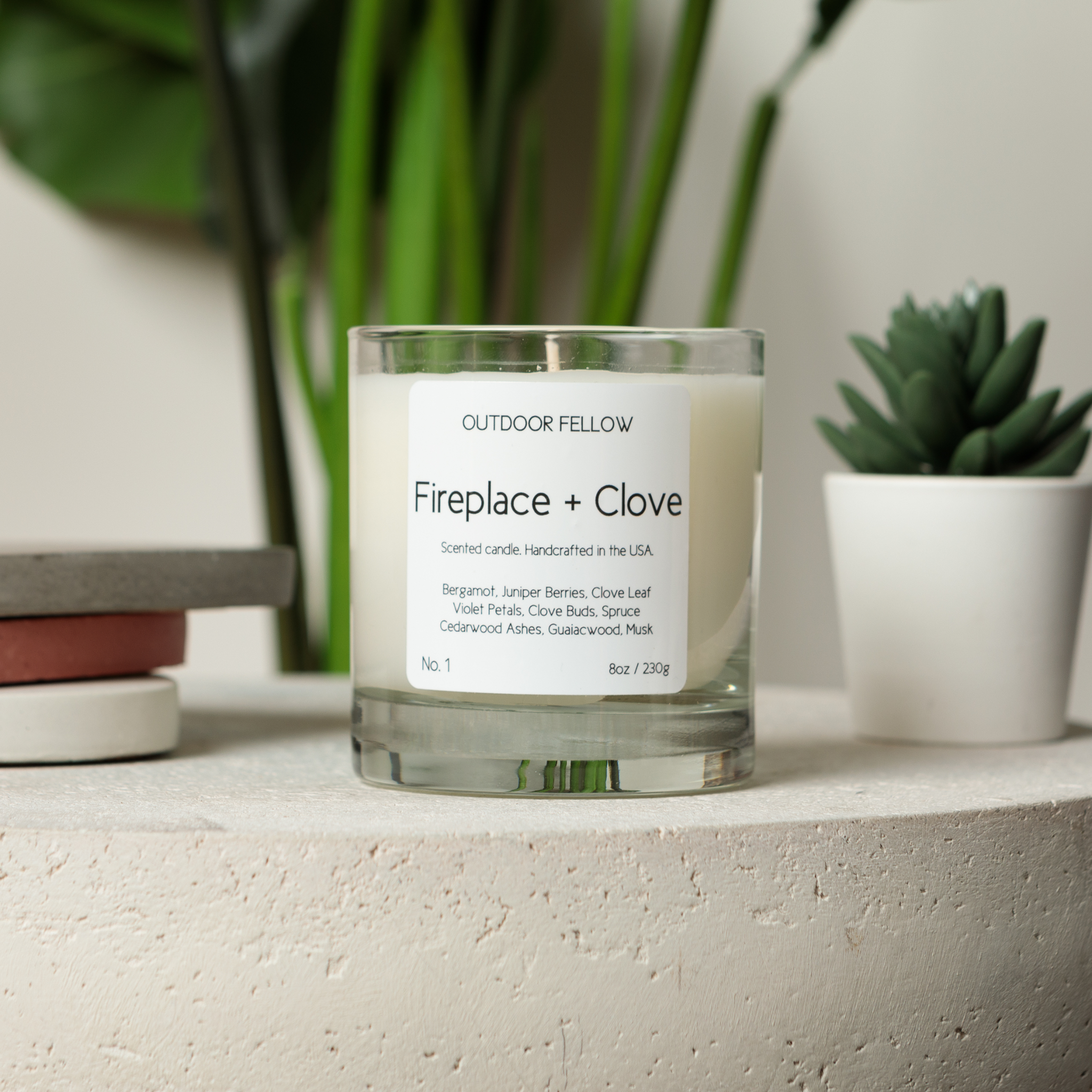 Fireplace and Clove Scented Candle
