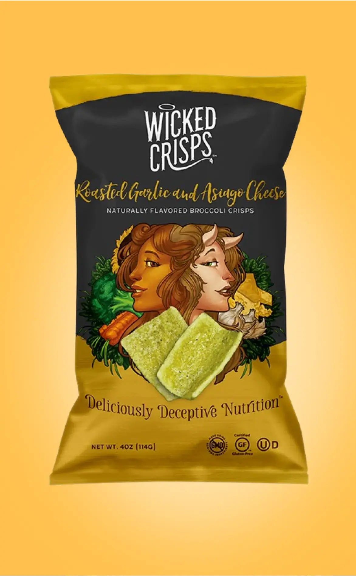 Roasted Garlic & Asiago Broccoli Baked Crisps - 4 Pack