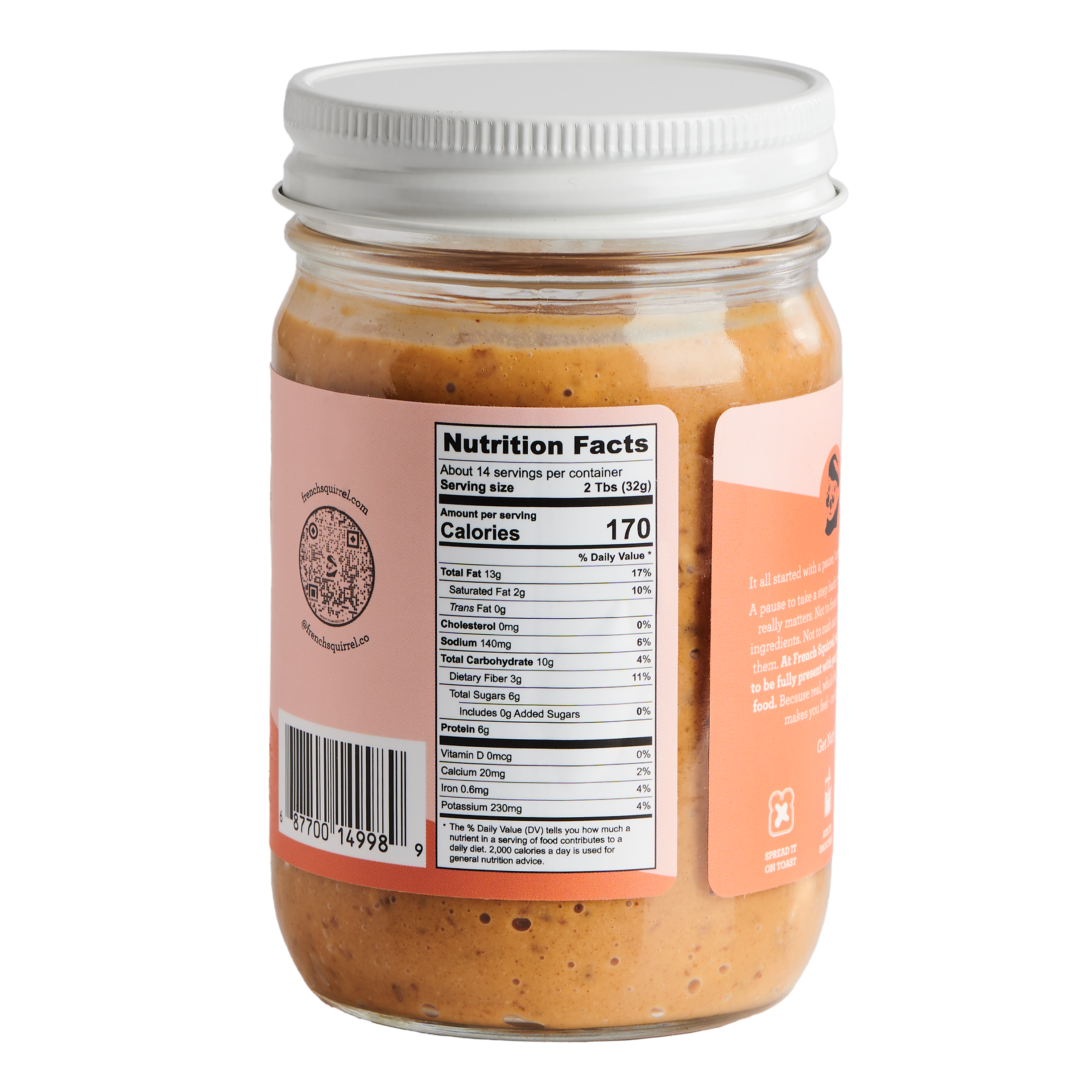 Organic Peanut Butter w/Crunchy Dates - 2 Jars
