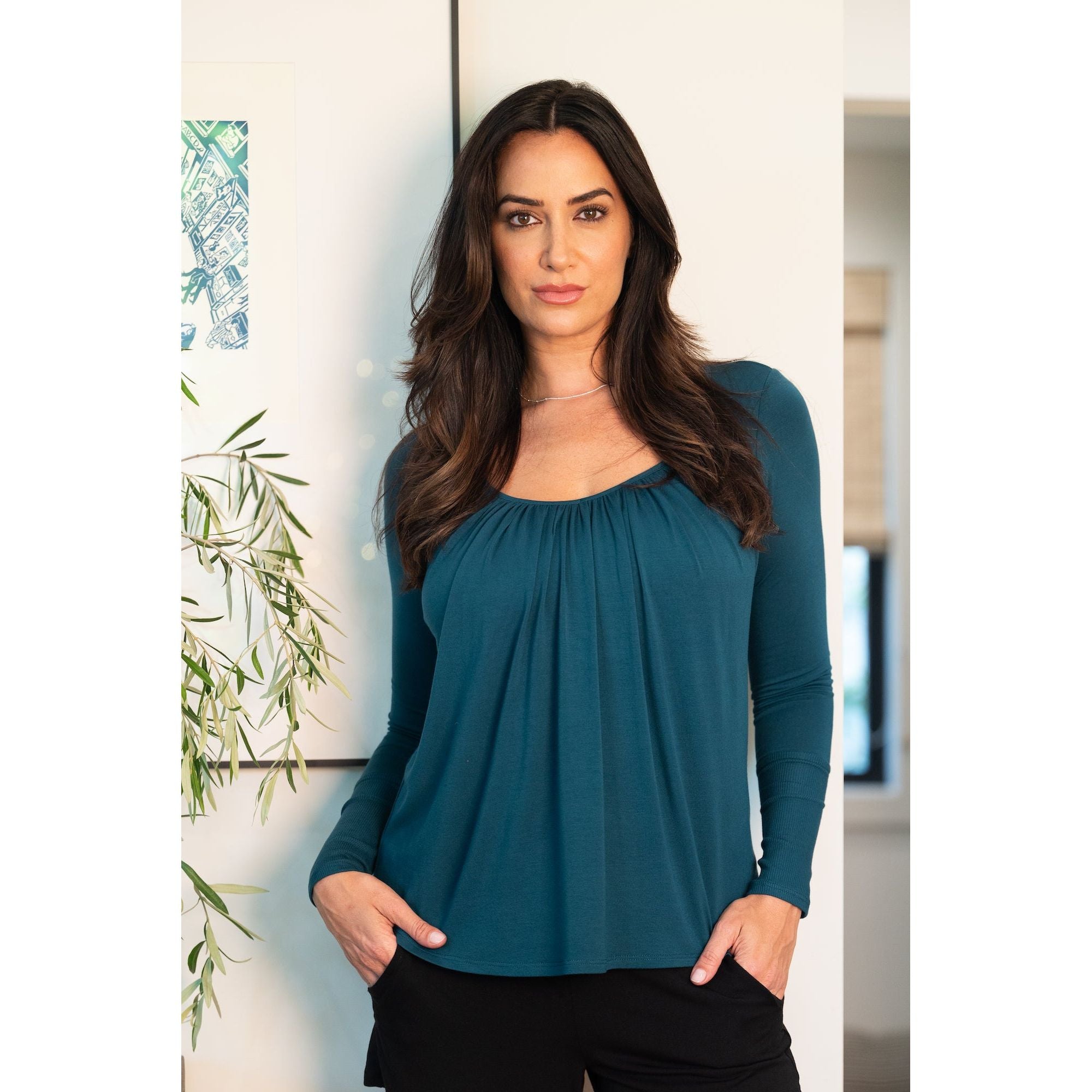 Full Moon Long Sleeve Top with Light Hug Bra-Free Shelf