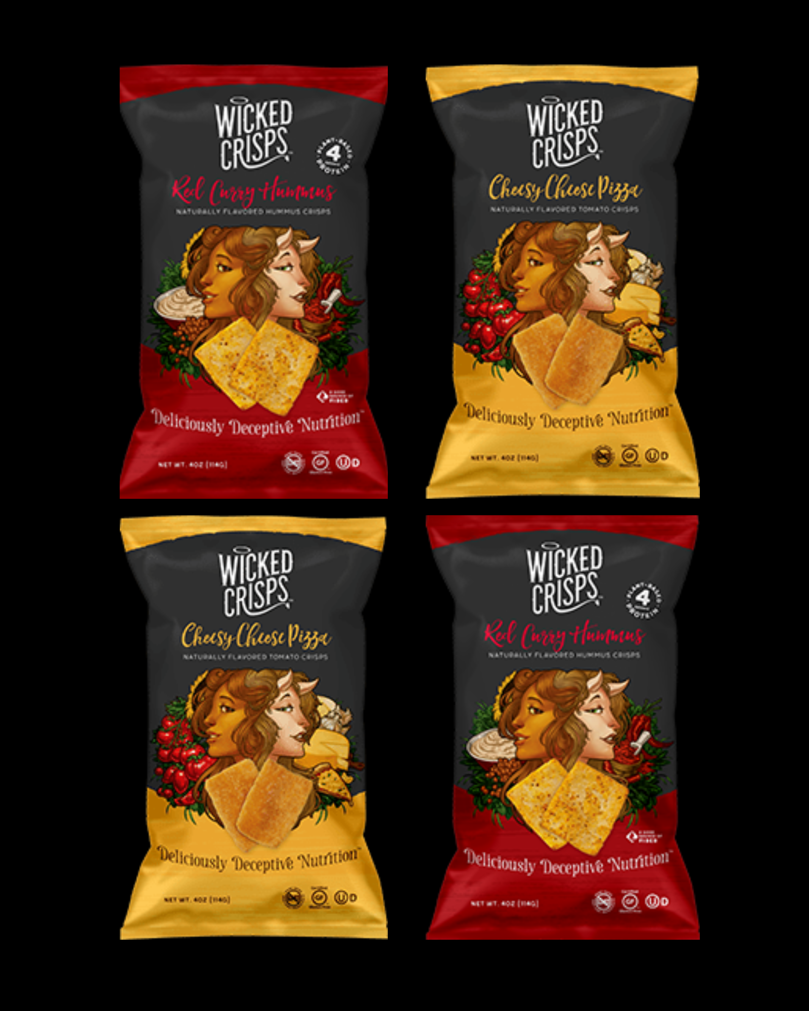 Red Curry Hummus & Cheese Pizza Crisps Duo - 4 Pack