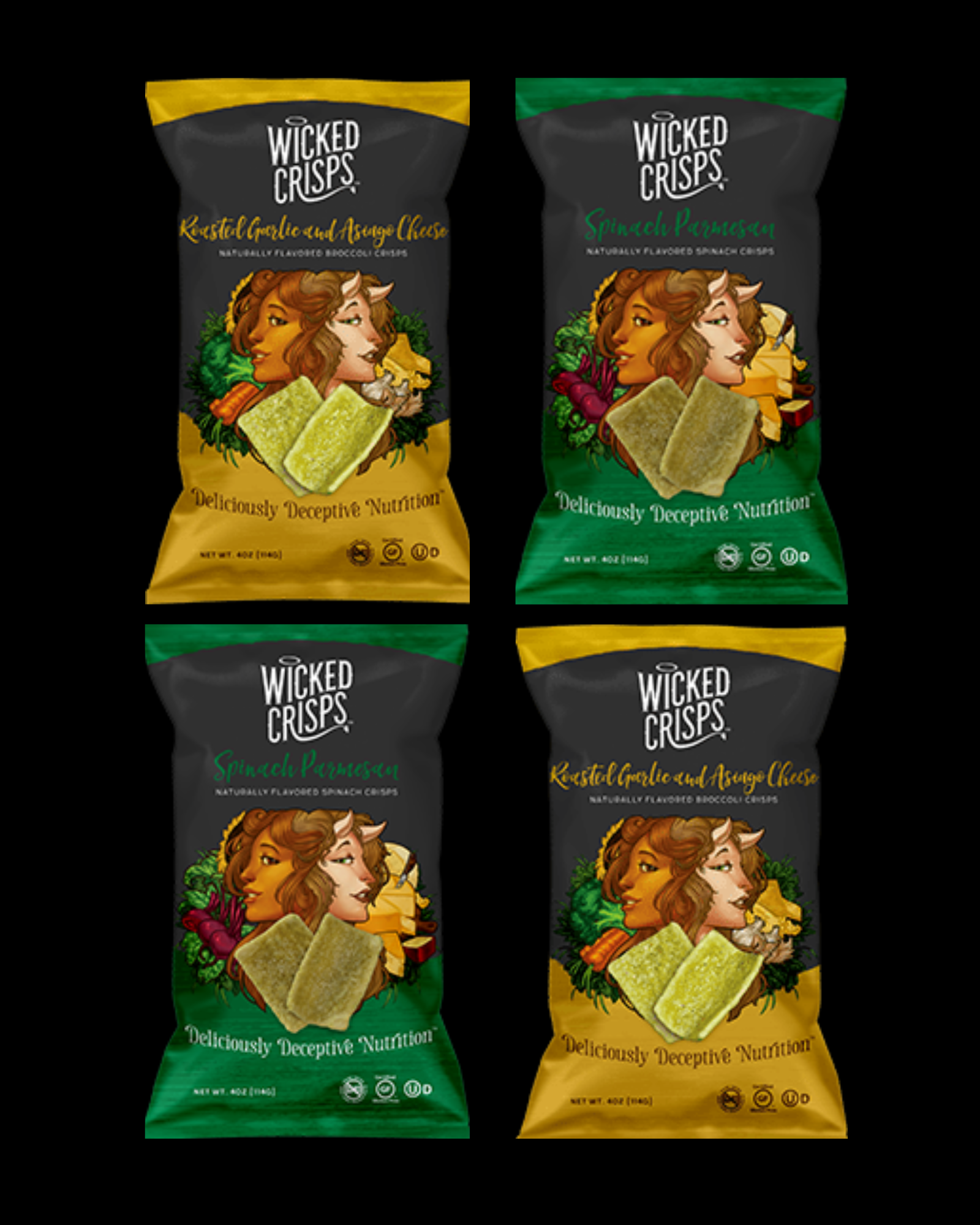 Broccoli & Spinach Parmesan Baked Crisps - 4 Pack