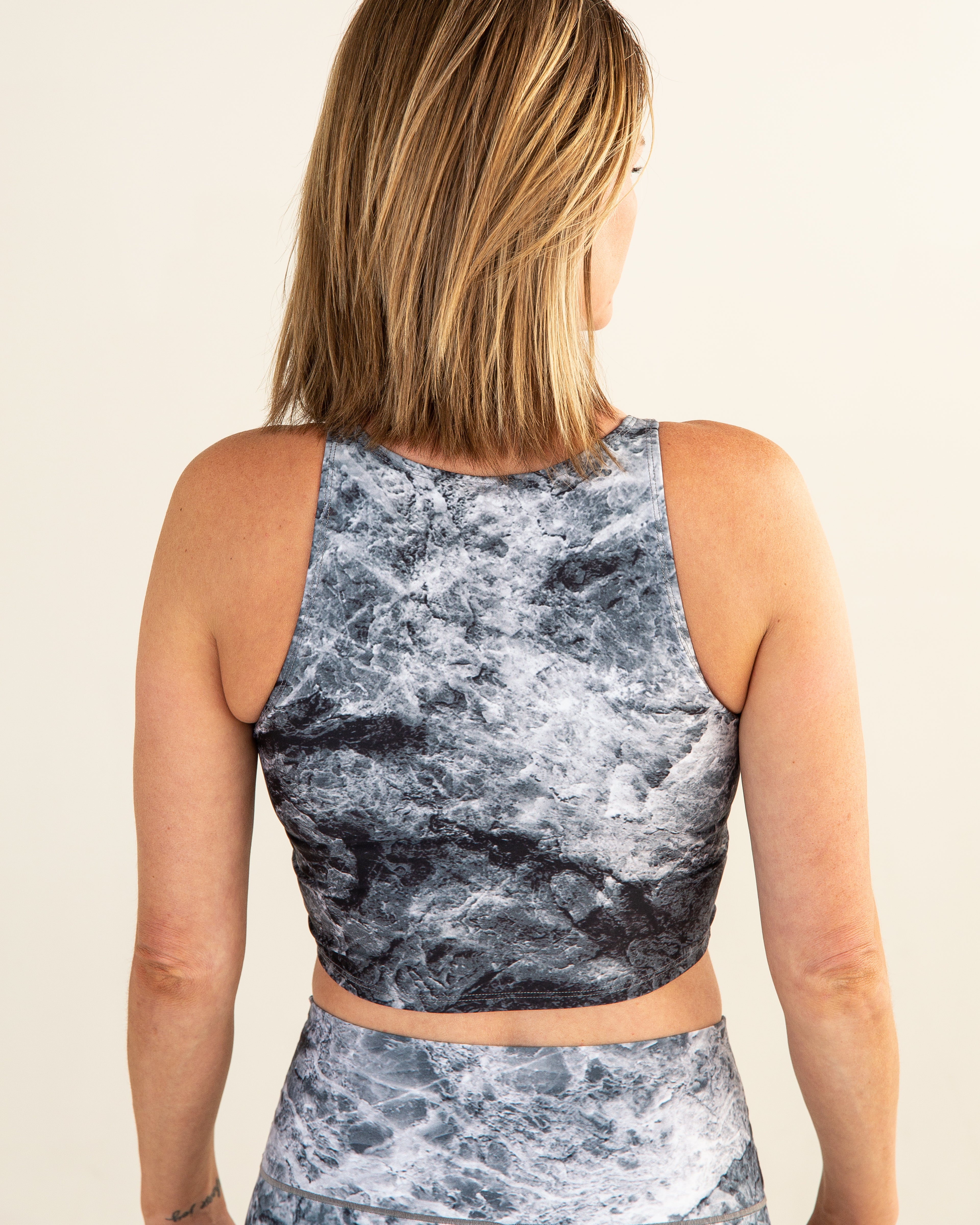 Eco-Friendly Grey Marble Crop Top