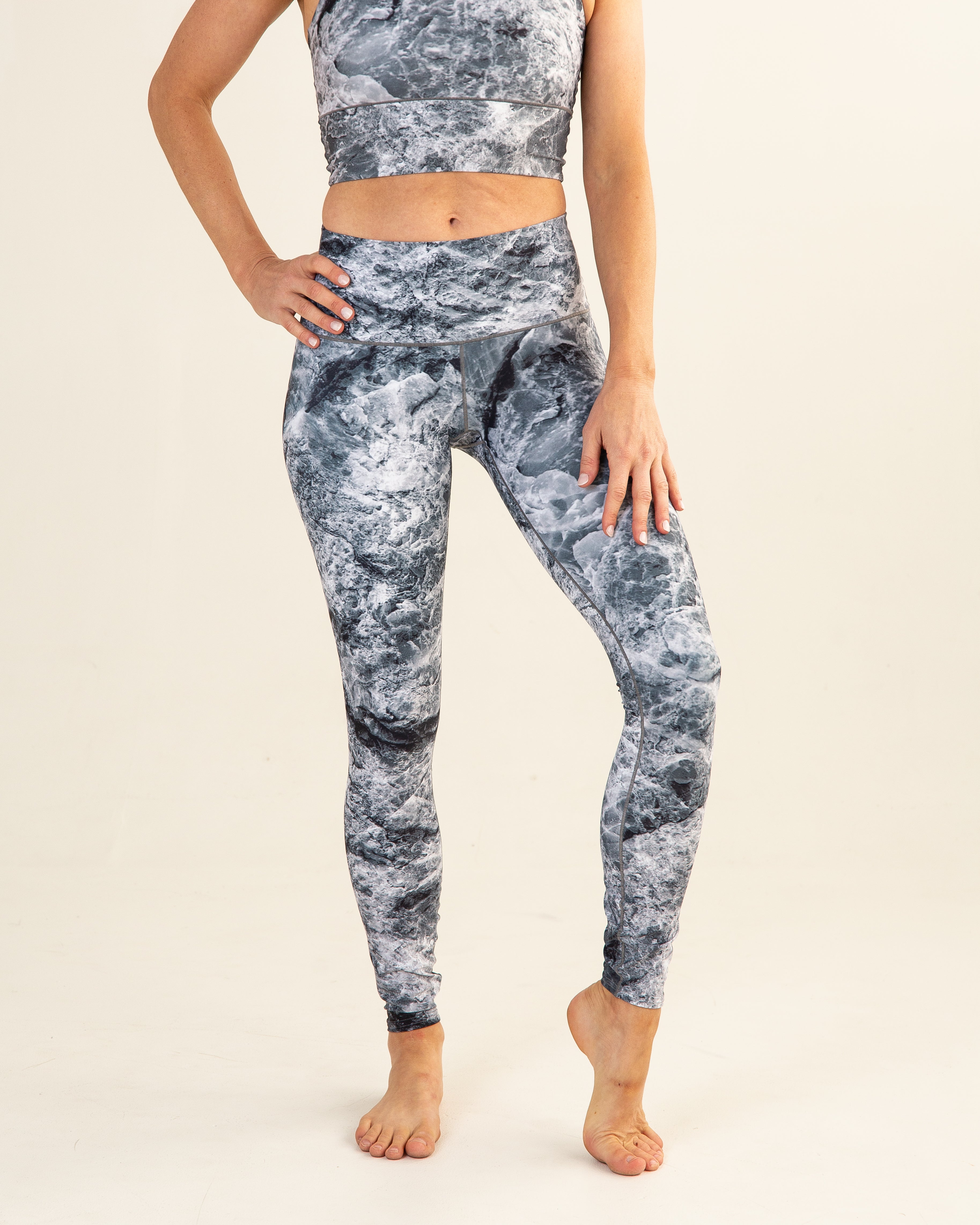 Eco-Friendly Grey Marble Yoga Pants