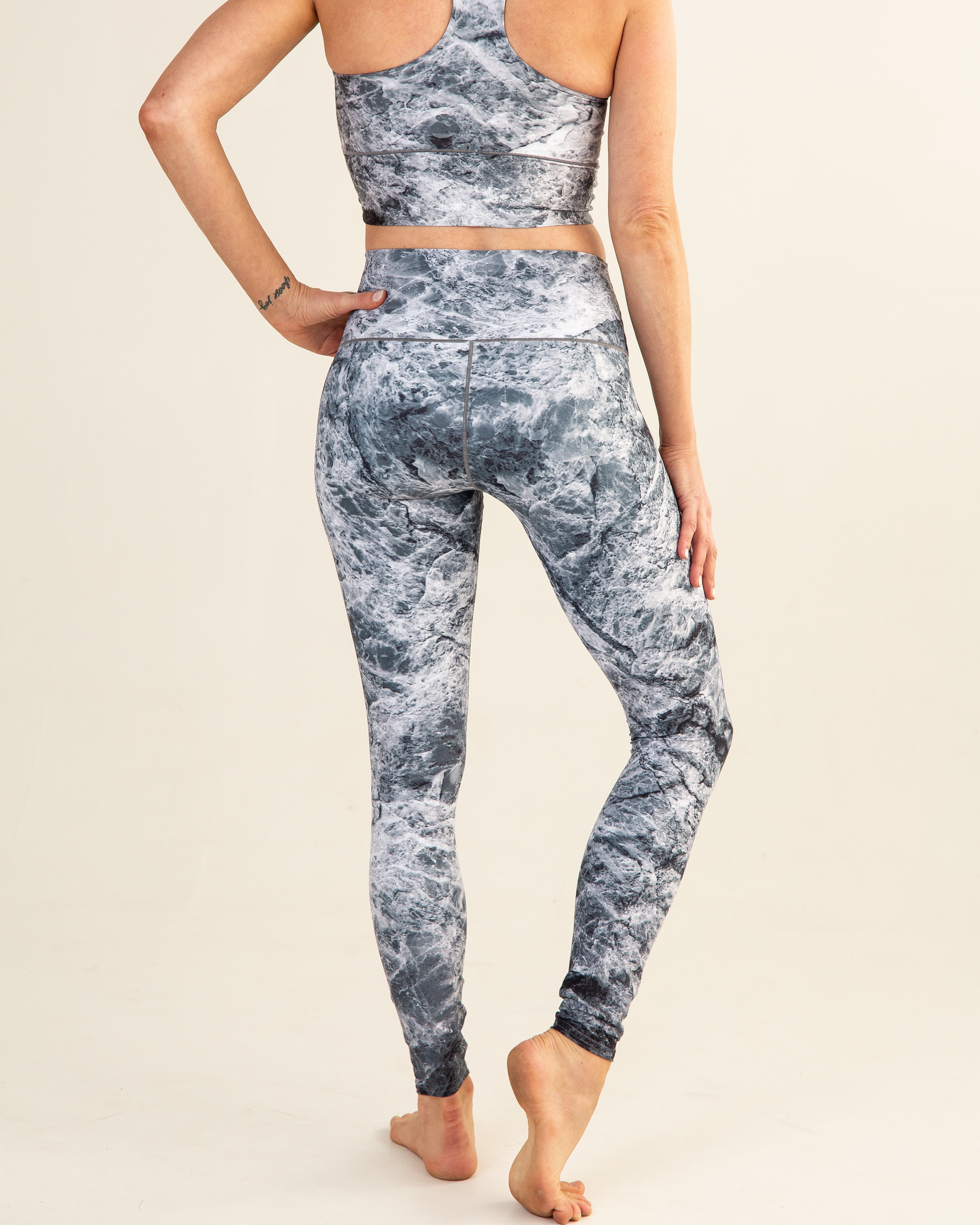 Eco-Friendly Grey Marble Yoga Pants