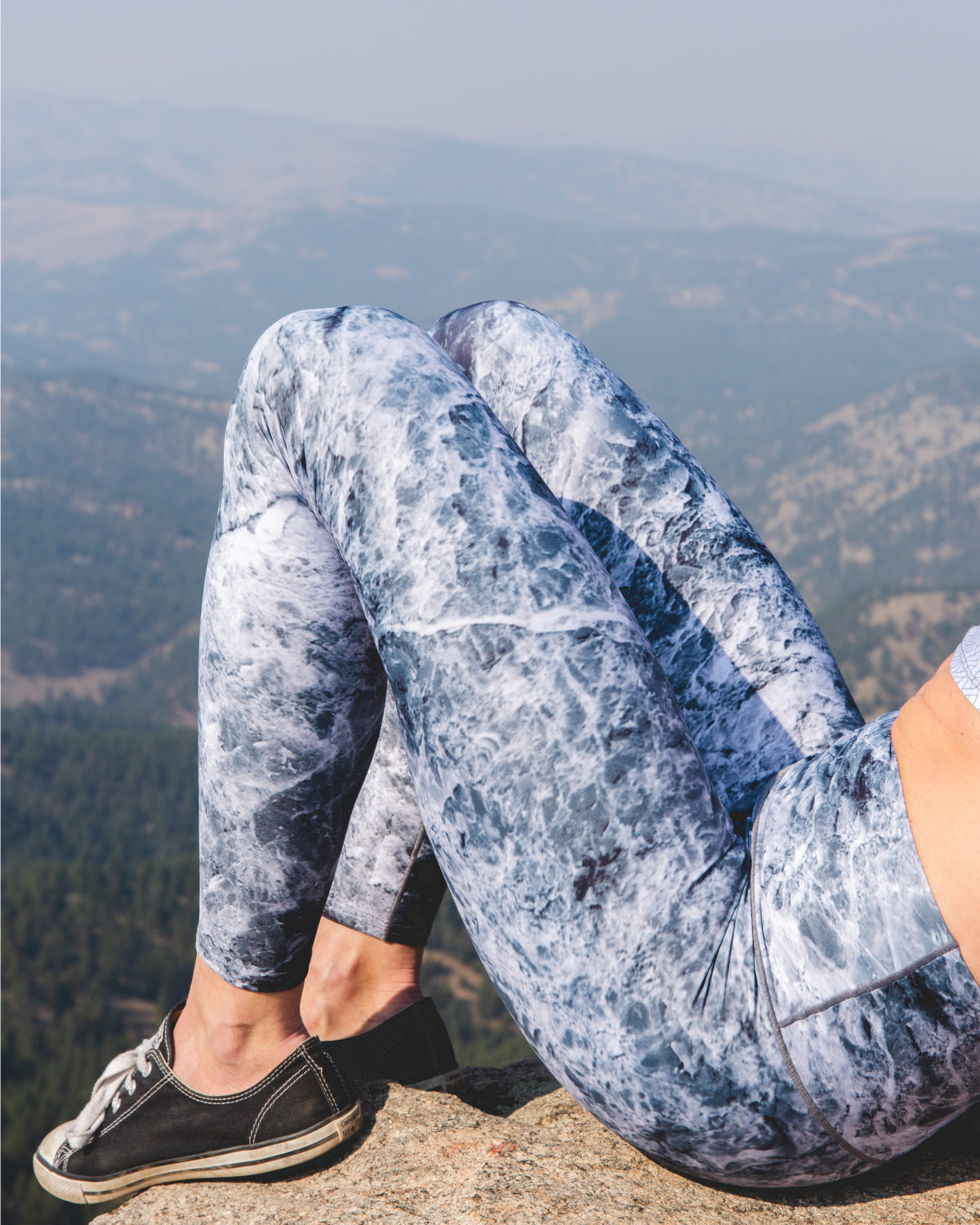 Eco-Friendly Grey Marble Yoga Pants
