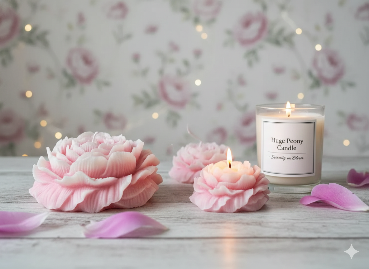 Sculptural Peony Soy Wax Candle - Floral Scent
