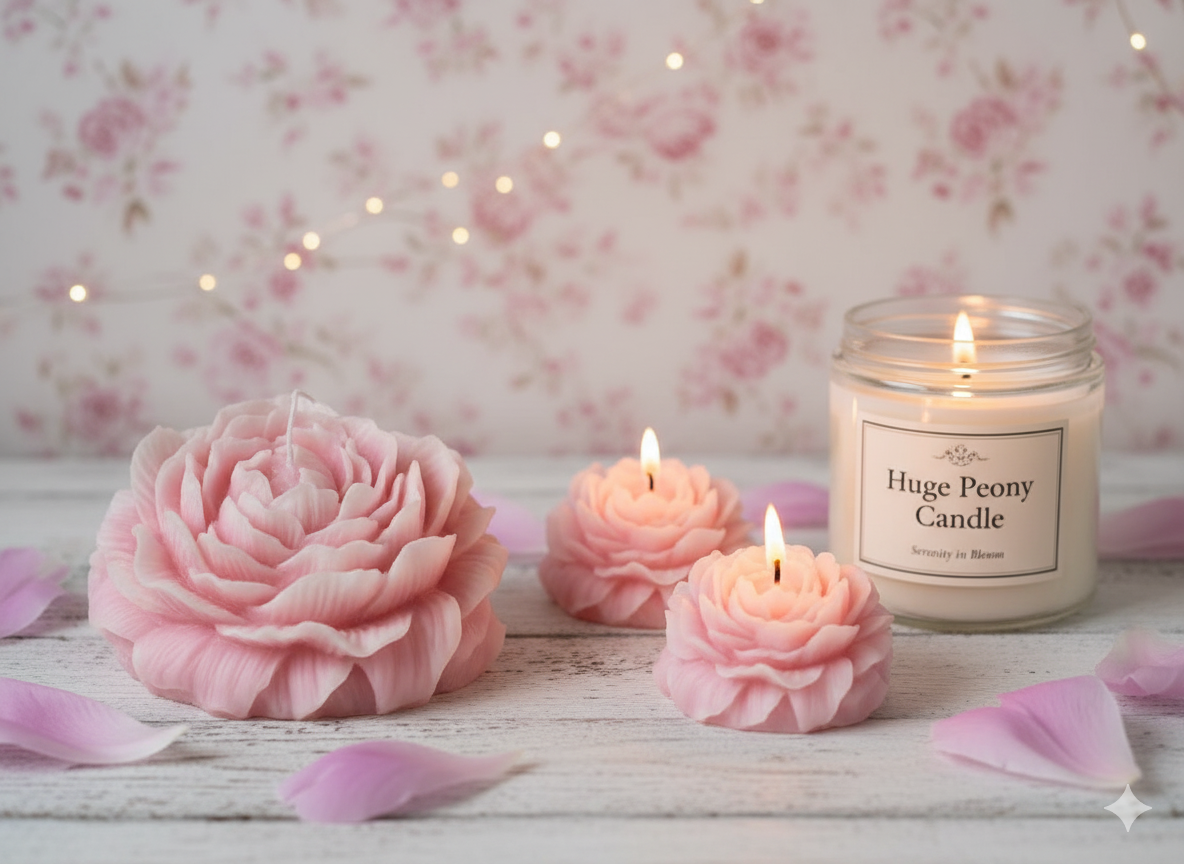 Sculptural Peony Soy Wax Candle - Floral Scent