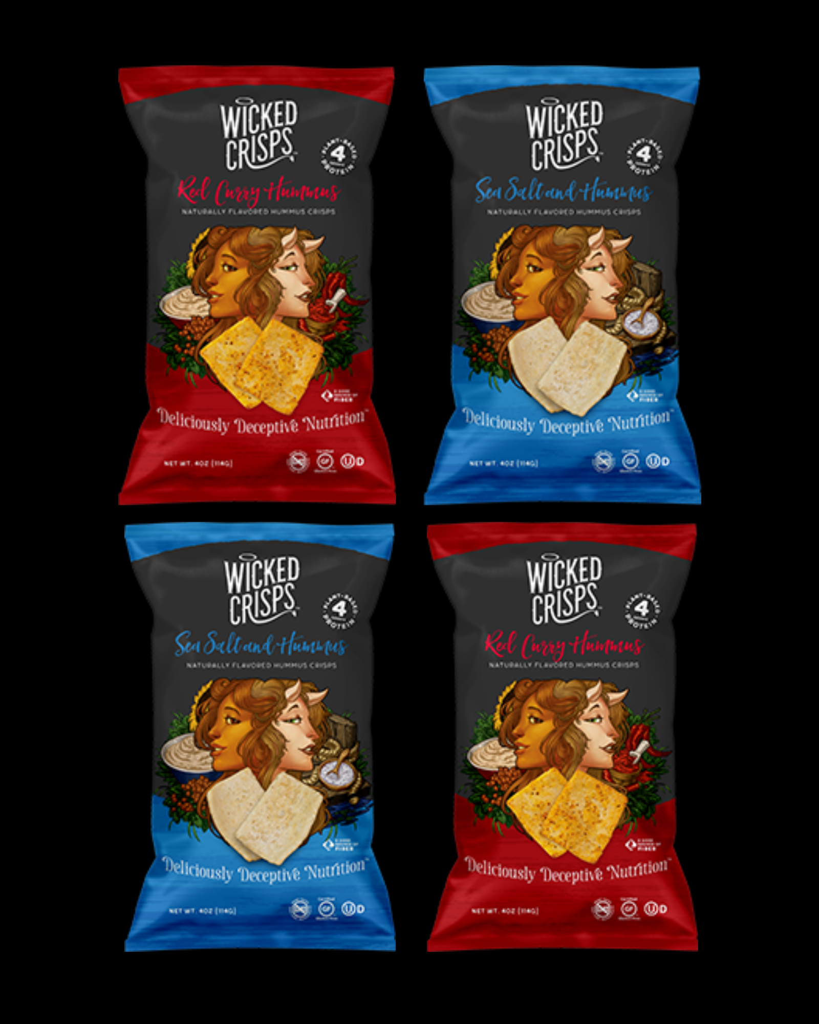 Sea Salt & Red Curry Hummus Baked Crisps - 4 Pack