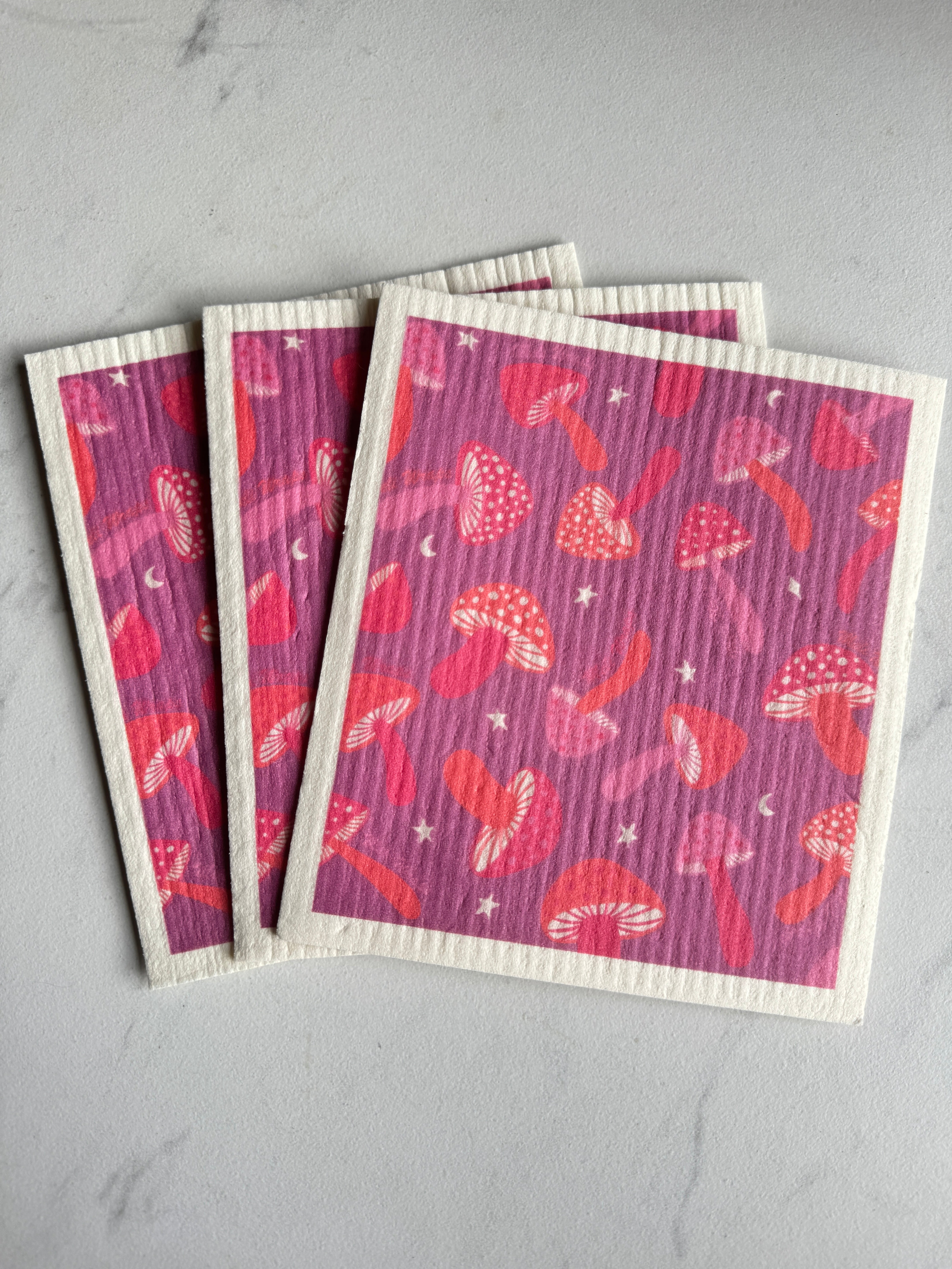 Set of 3 Beeswax Wraps - Mushroom Print