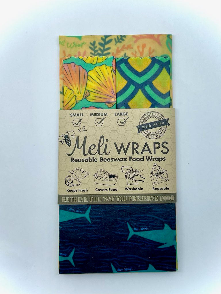 Eco-Friendly Beeswax Wrap Variety Pack - Ocean Print