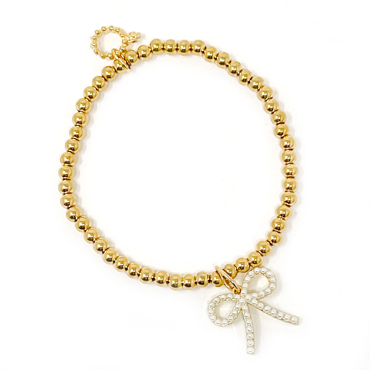 4mm Water Resistant Hematite with Petite Pearl Bow