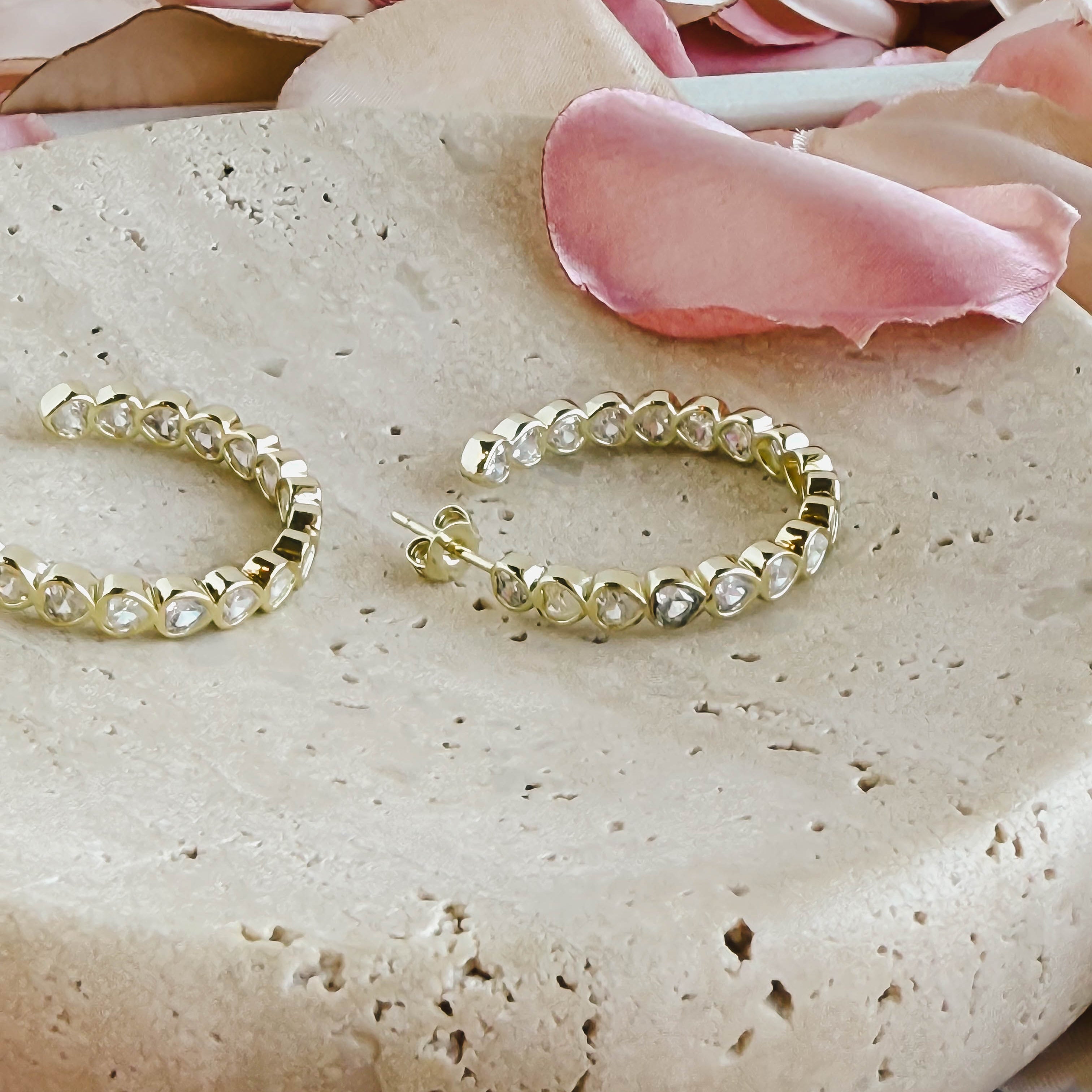 18K Gold-Filled Bezel Heart Hoop