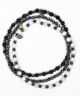 Sultry Bracelet Set - Black Onyx White Quartz Hematite