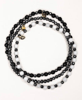 Sultry Bracelet Set - Black Onyx White Quartz Hematite