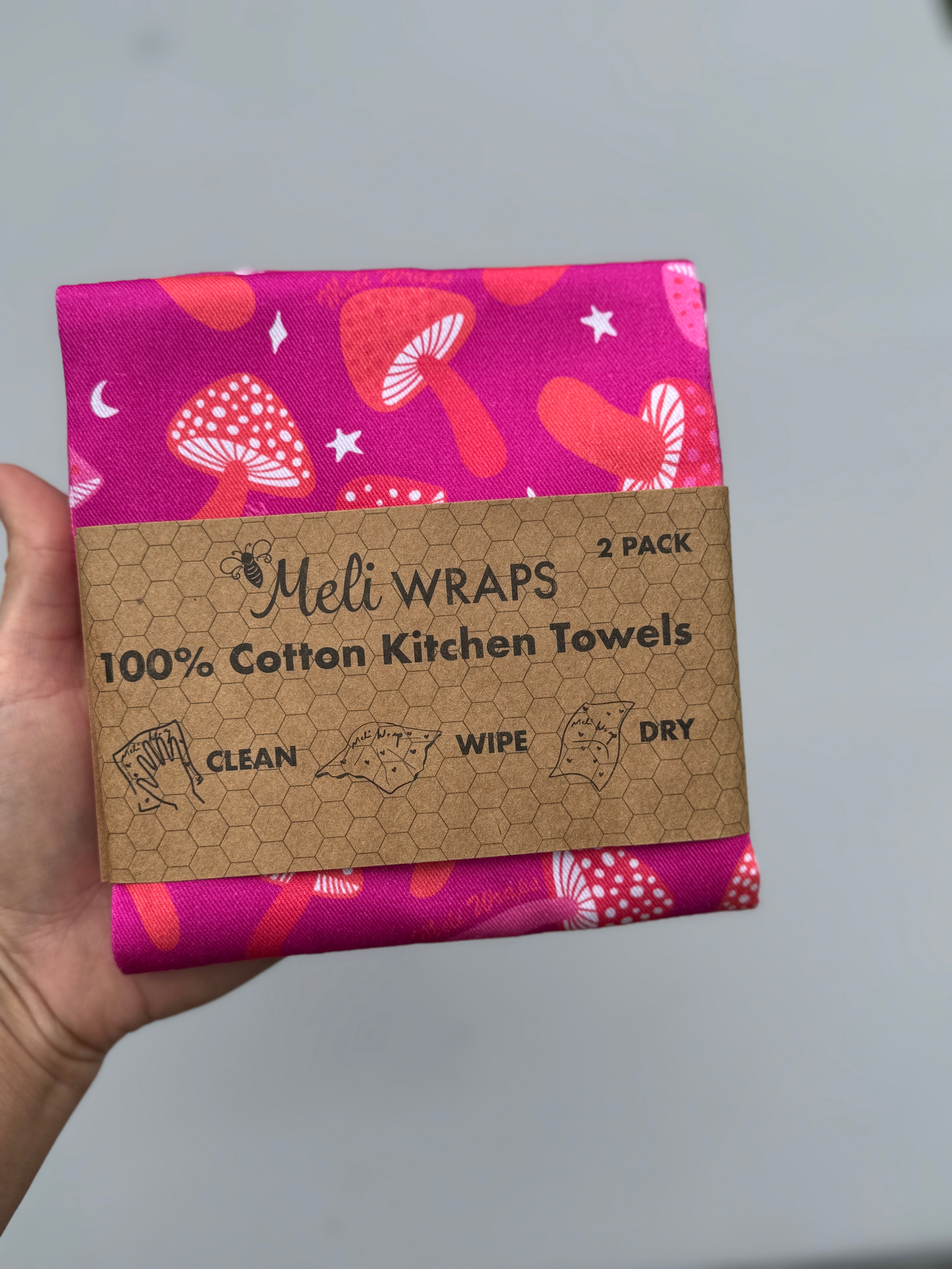 Set of 3 Beeswax Wraps - Mushroom Print