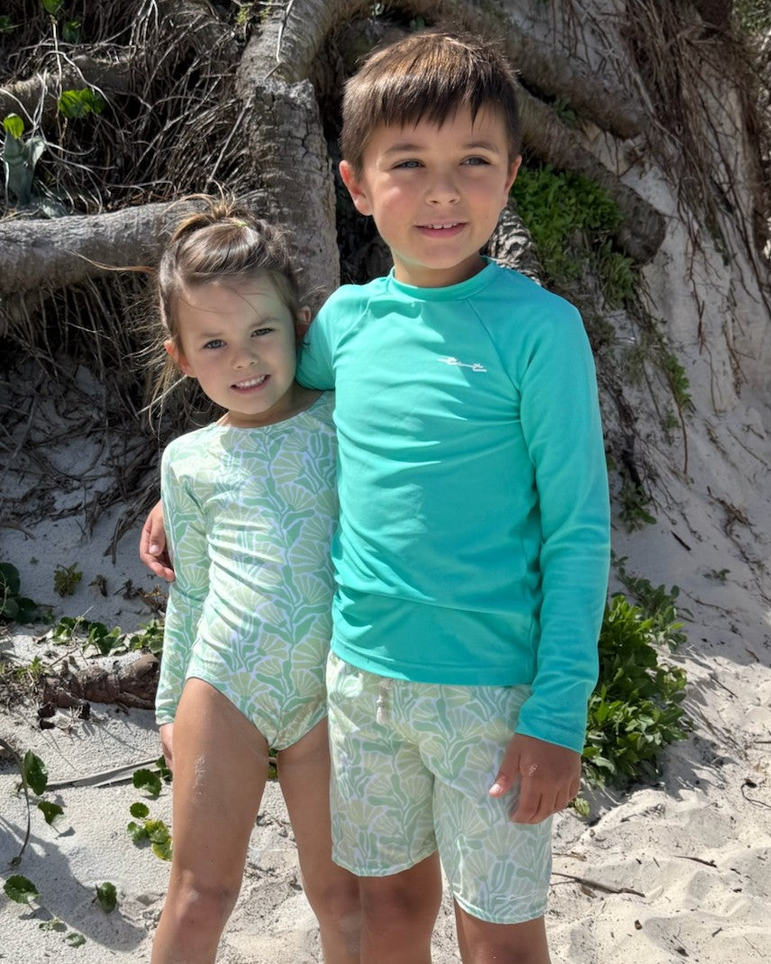 Girls Bloomin' Petals Long Sleeve Keyhole Swimsuit