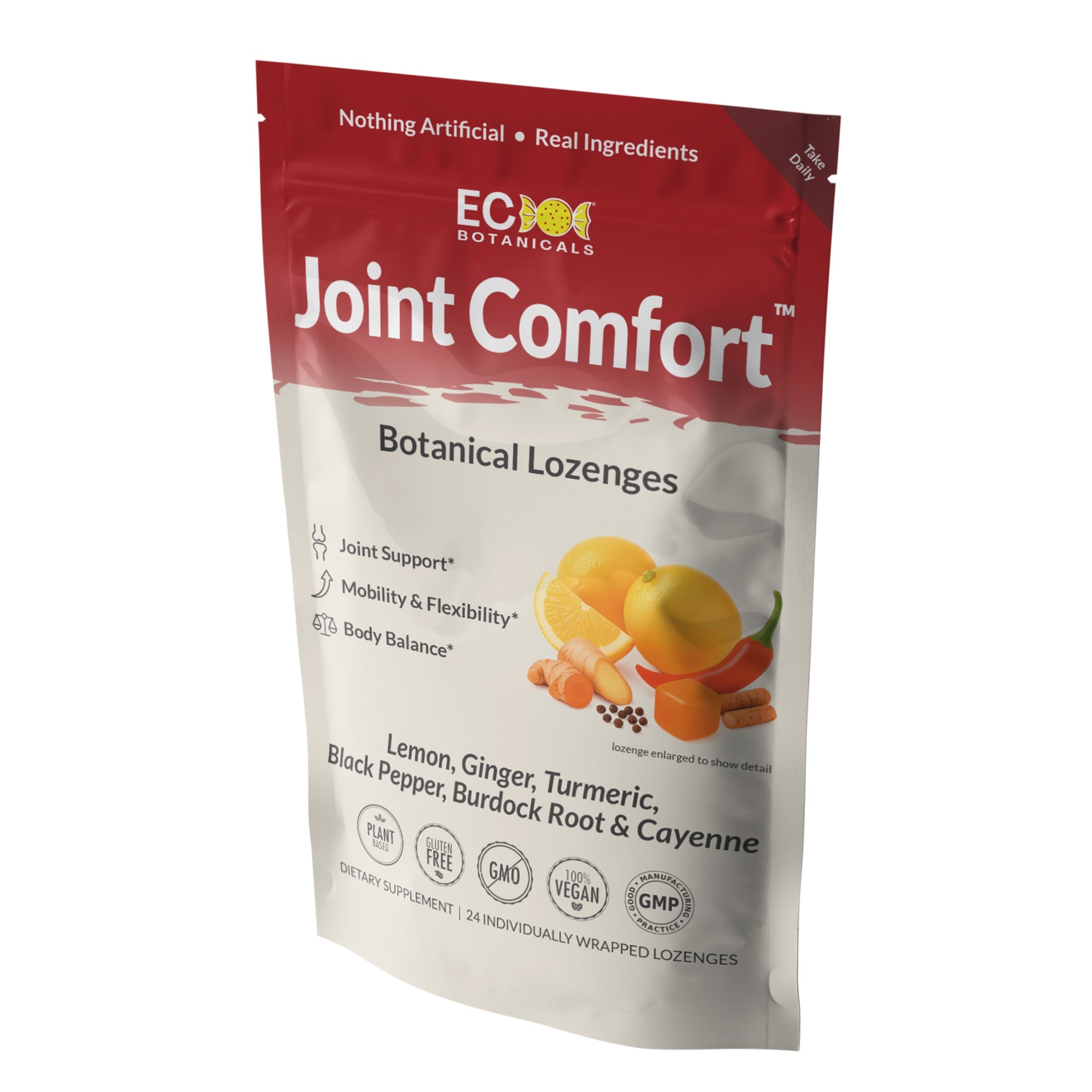 Joint Comfort™ (Complete) Botanical Lozenges – Supports Joint Comfort & Mobility – Organic Turmeric, Ginger, Lemon, Black Pepper, Burdock Root & Cayenne – Gluten-Free, Non-GMO, Vegan*