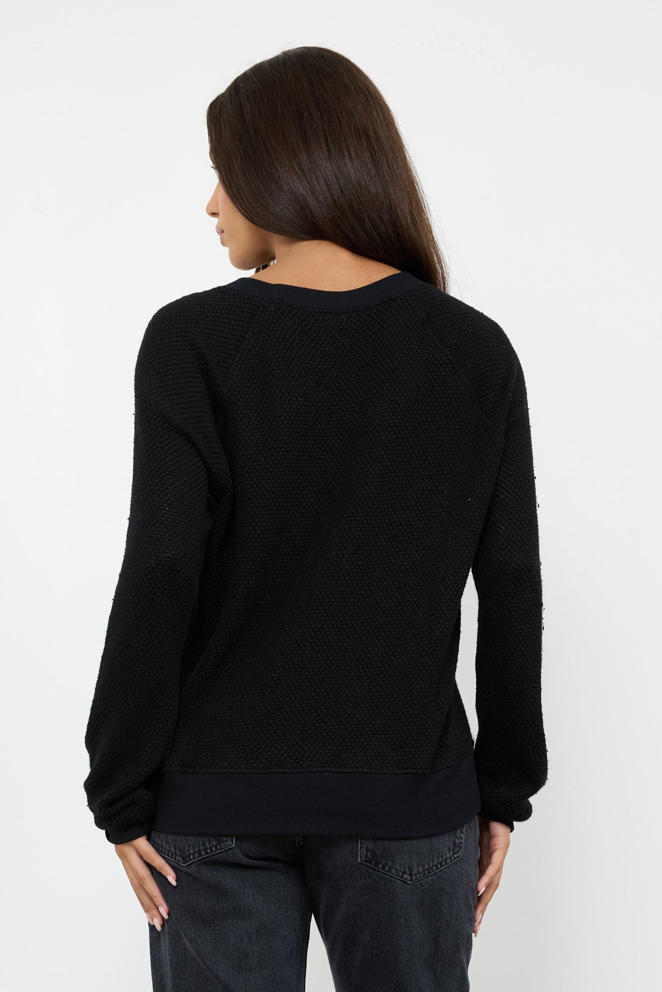 Noah Long Sleeve Pullover Vegan Leather Mesh